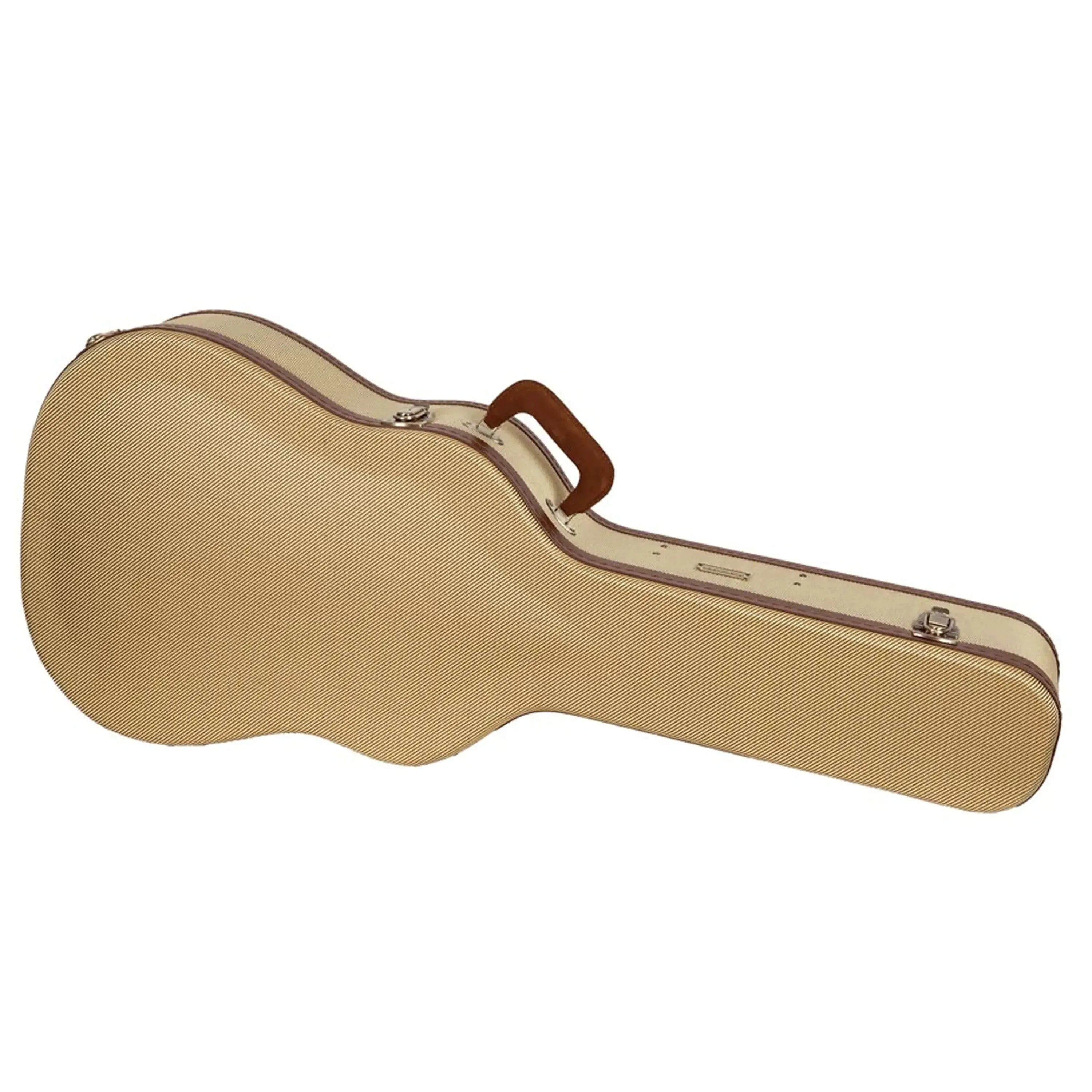 Crossrock Wood Master Series dreadnought guitar case in fabric-tweed with brown trim and handle.