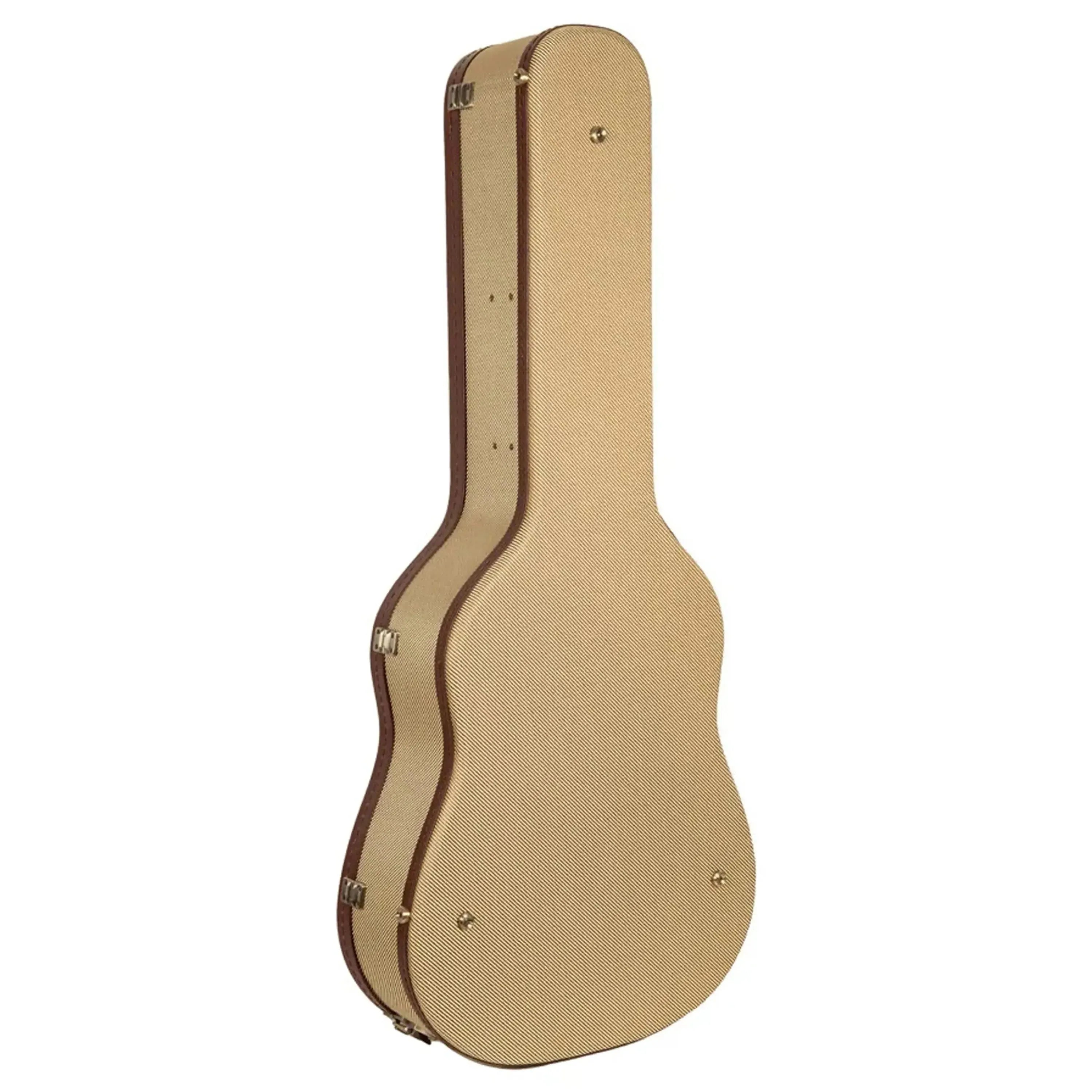 Crossrock Wood Master Series dreadnought guitar case in fabric-tweed with brown trim.