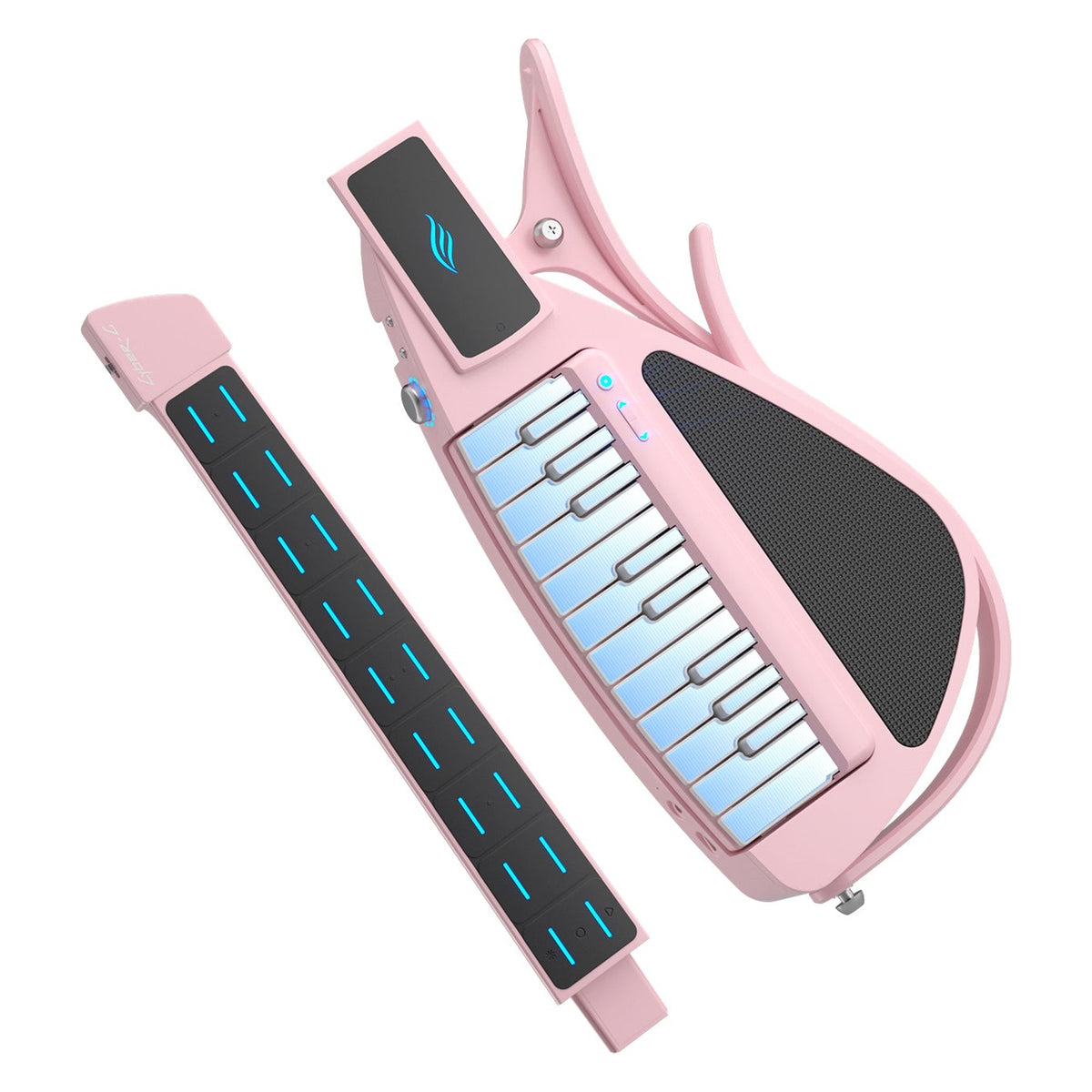 Enya Cyber-G Keyboard Model in Pink with the light-up neck detached from the keyboard body for travel