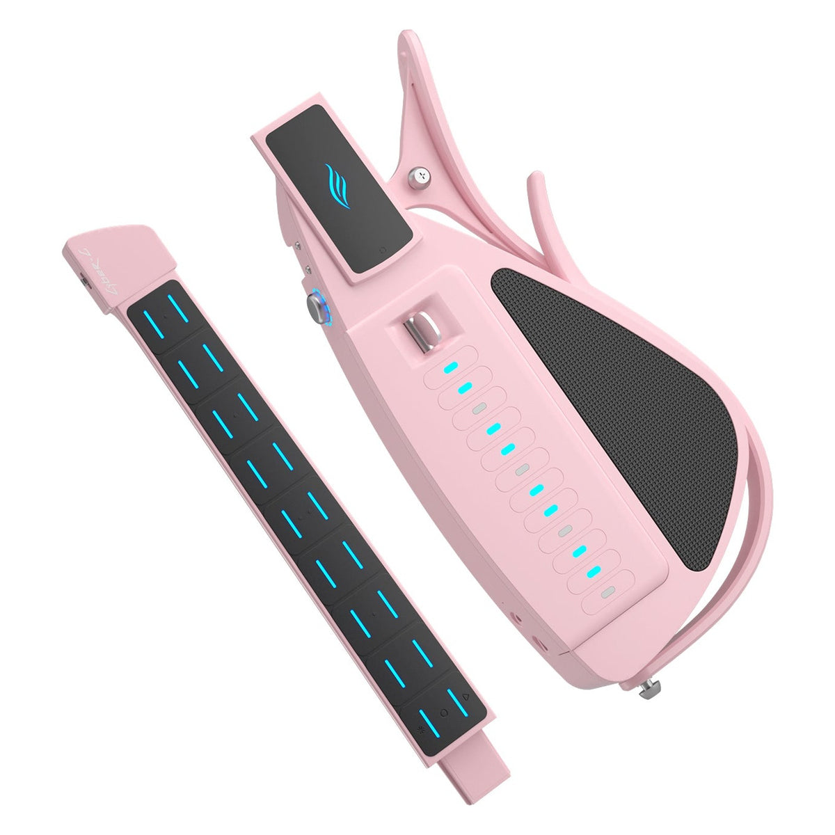 Enya Cyber-G Pick Model in Pink with the light-up neck detached from the body for travel