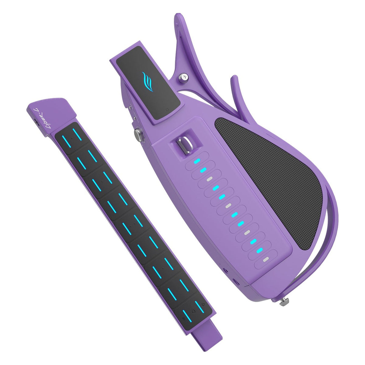 Enya Cyber-G Pick Model in Purple with the light-up neck detached from the body for travel