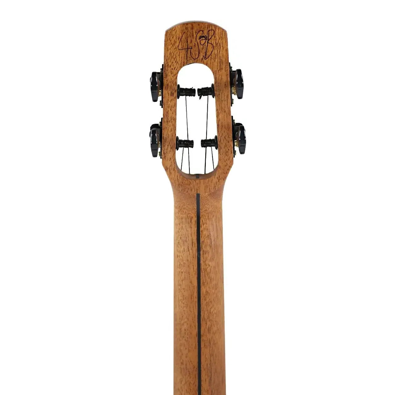 Flight 4SB Sammy Turton Signature Tenor Ukulele headstock and neck, natural wood finish.