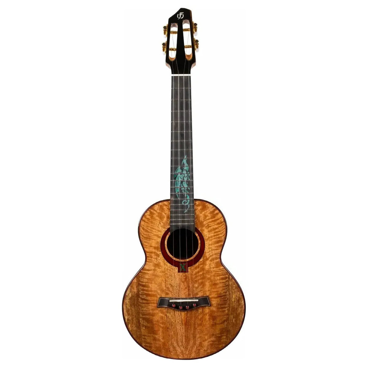 Flight A10 MM Mango Dragon 10th Anniversary Tenor Ukulele with solid mango wood and dragon inlay.