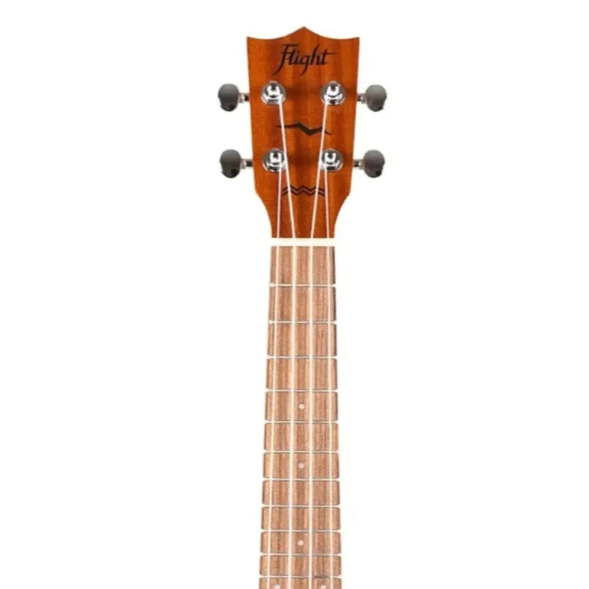 Flight AUC-33 Stardust Concert Ukulele headstock and fretboard with tuning pegs.