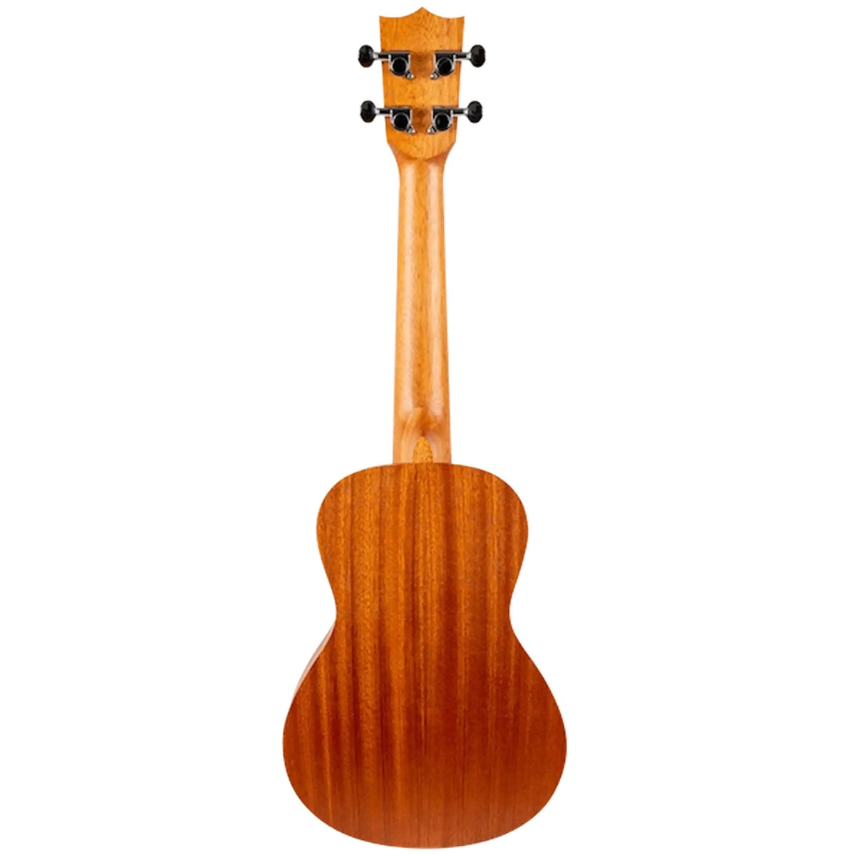 Back of a Flight AUC-33 Mansion Concert Ukulele, showing its warm brown wood grain and headstock.
