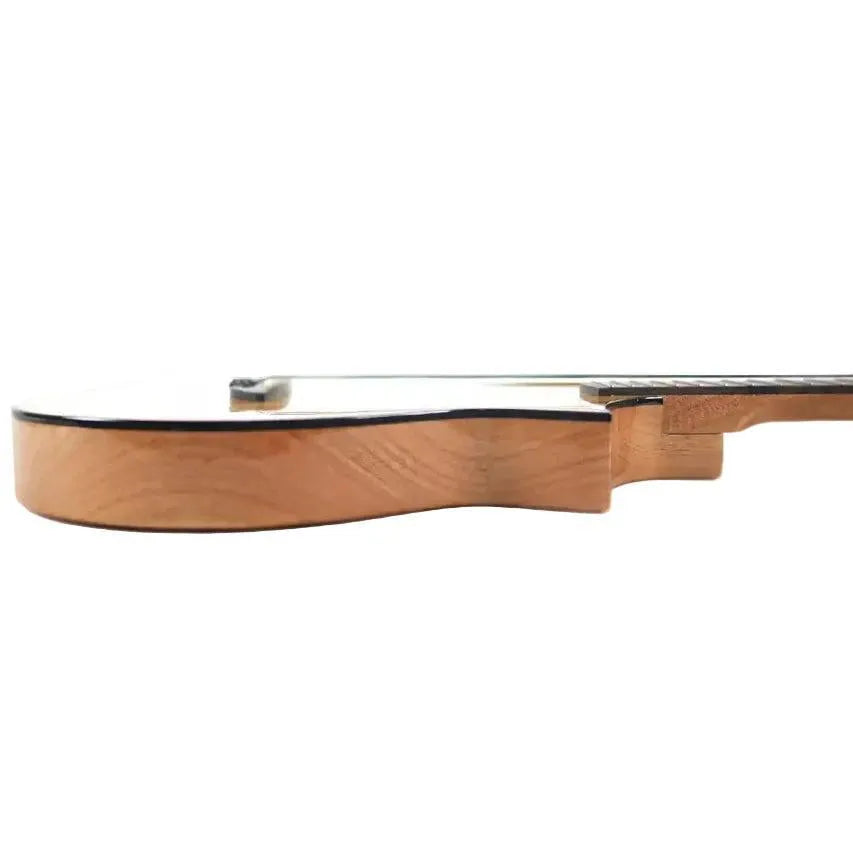 Flight AVIATOR-CE Baritone Ukulele, light brown solid mango top, okoume back and sides, black binding.