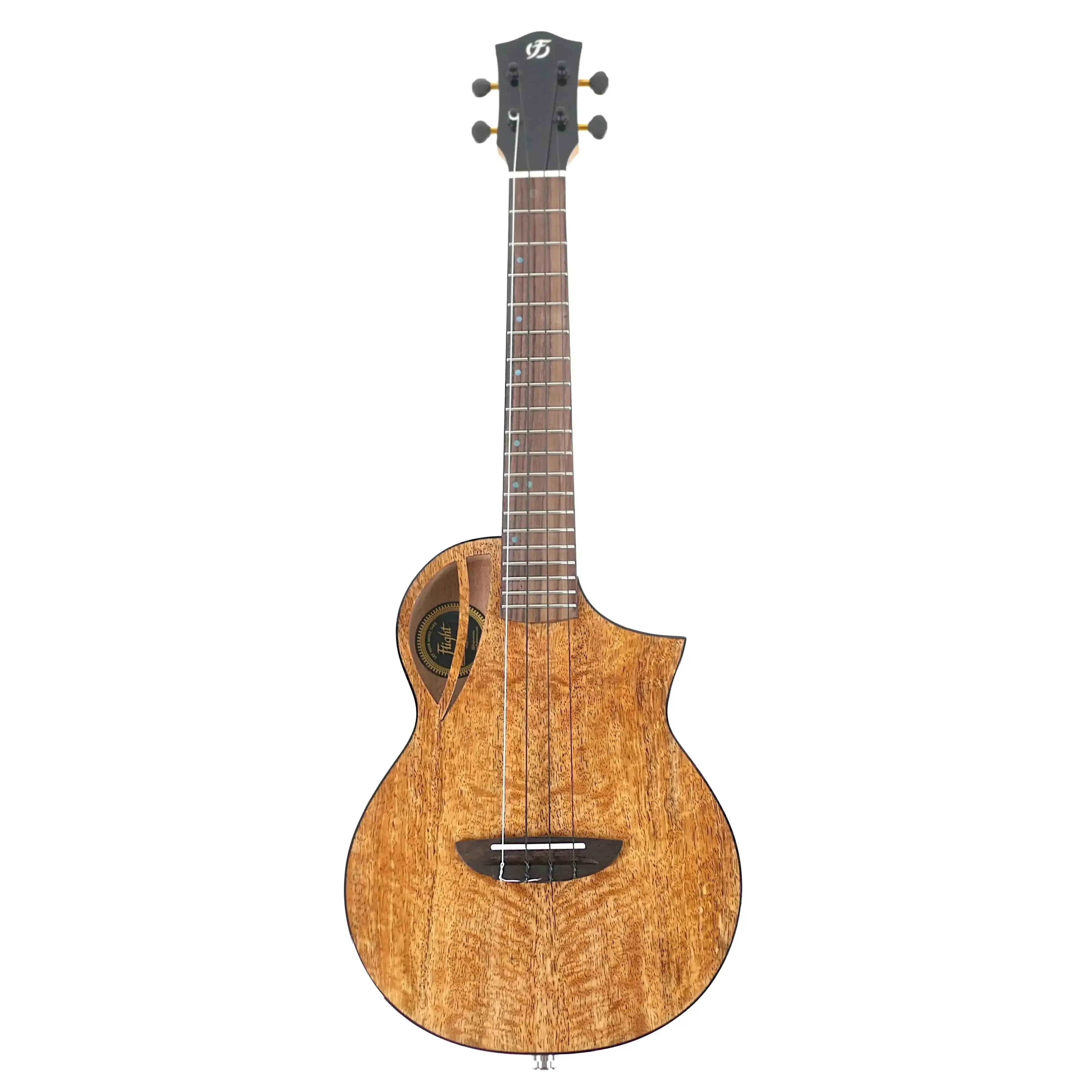 Flight AVIATOR-CE Tenor Ukulele with solid mango top, cutaway body, and black headstock.