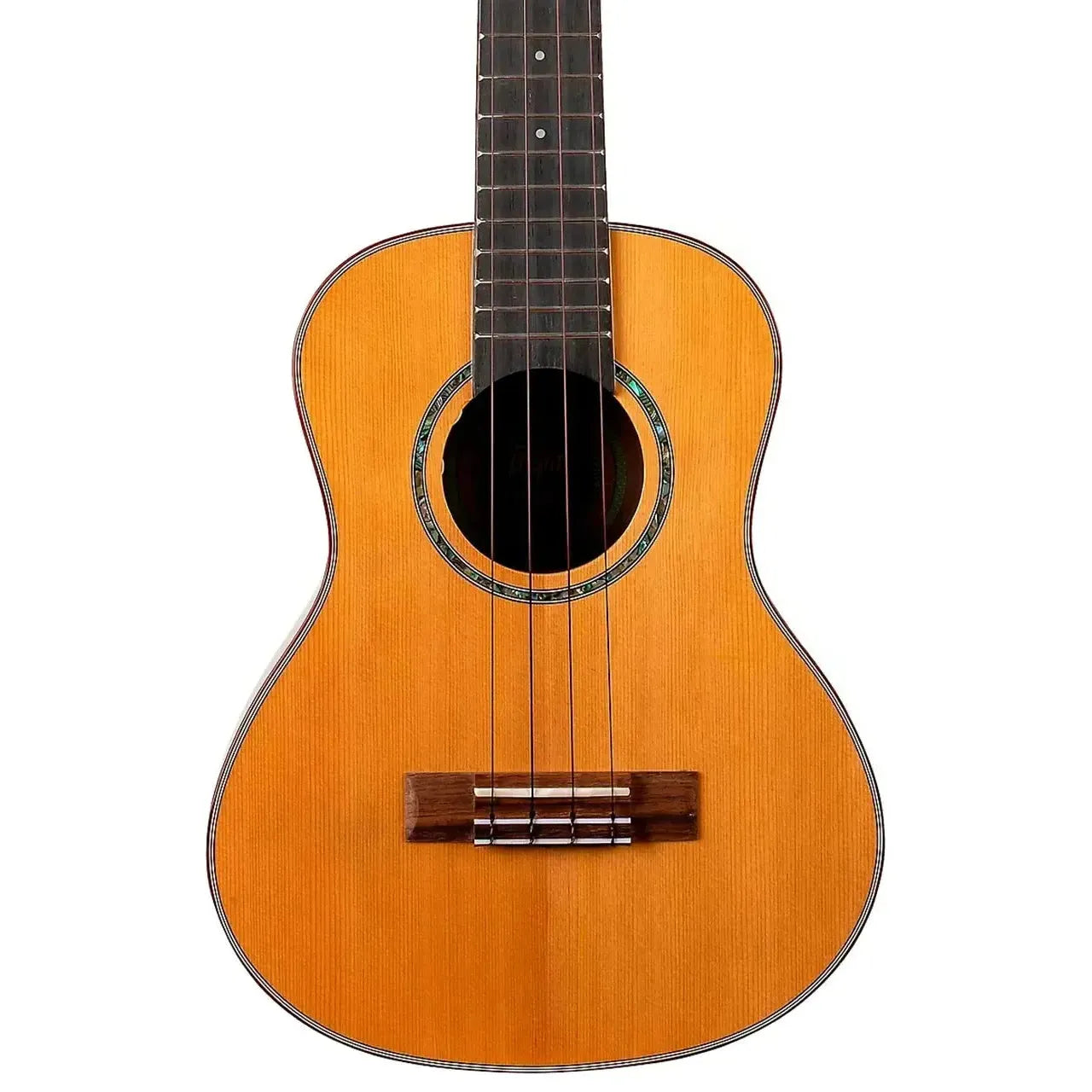 Flight DIANA TE Tenor Ukulele with solid cedar top, abalone rosette, and purpleheart bridge.