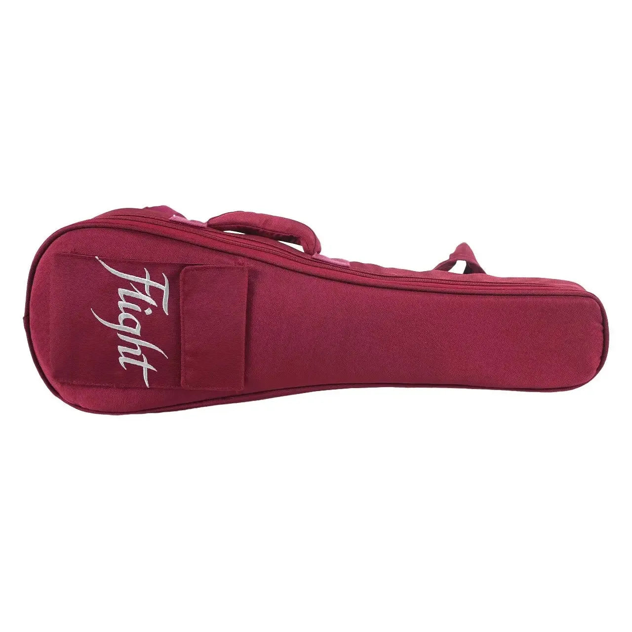 Flight DIANA TE tenor ukulele gig bag in maroon with white "Flight" logo and front pocket.