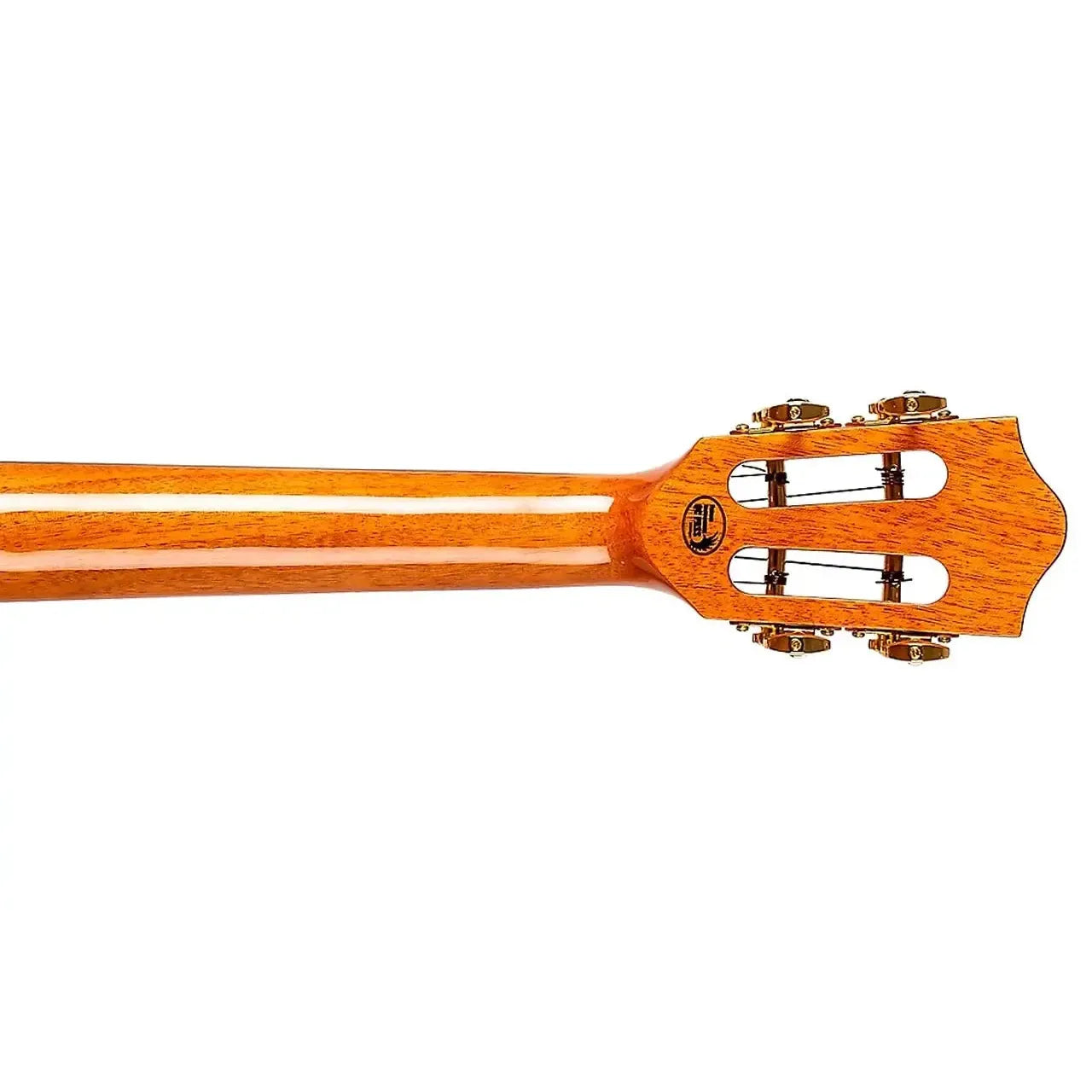 Flight DIANA TE tenor ukulele neck and headstock with gold open-geared tuners.