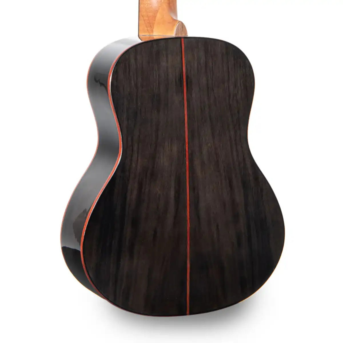 Flight Diana TE Soundwave tenor ukulele body back, laminate walnut with red center strip