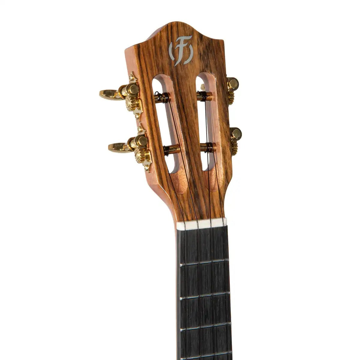 Flight Diana TE Soundwave slotted headstock front with Flight logo and gold tuners