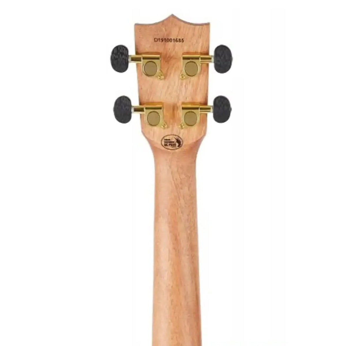 Flight DUC450 Mango Concert Ukulele headstock and neck, showing gold tuners and light wood grain.