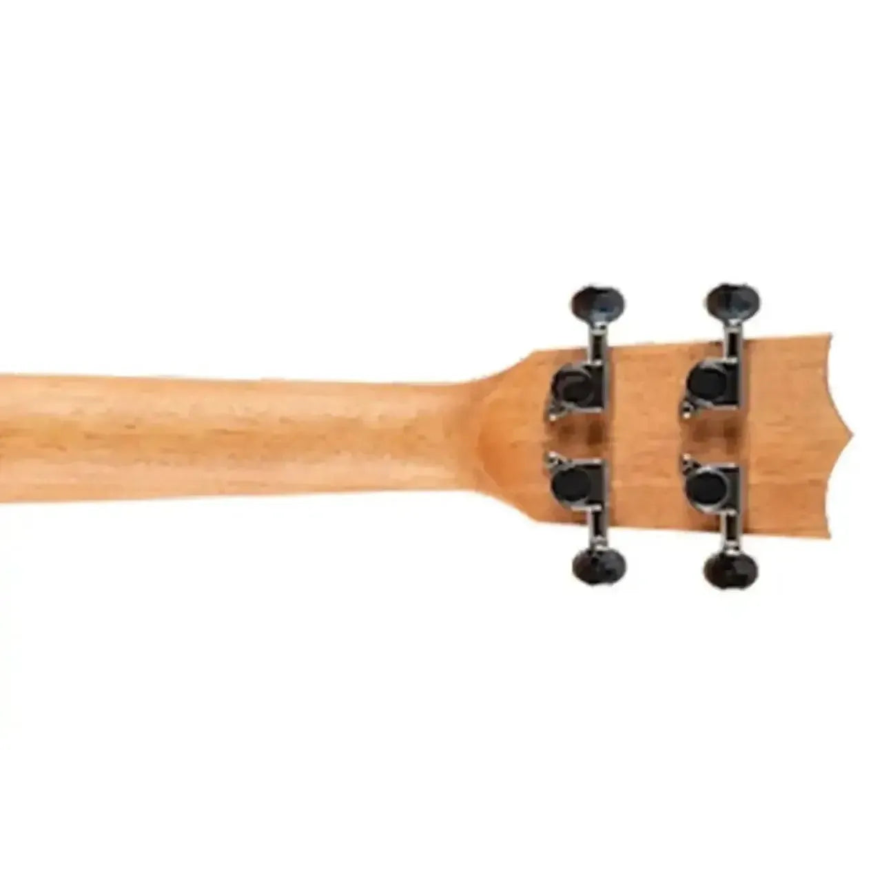 Flight DUC525 EQ Concert Ukulele headstock and neck, showing light wood and black tuning pegs.