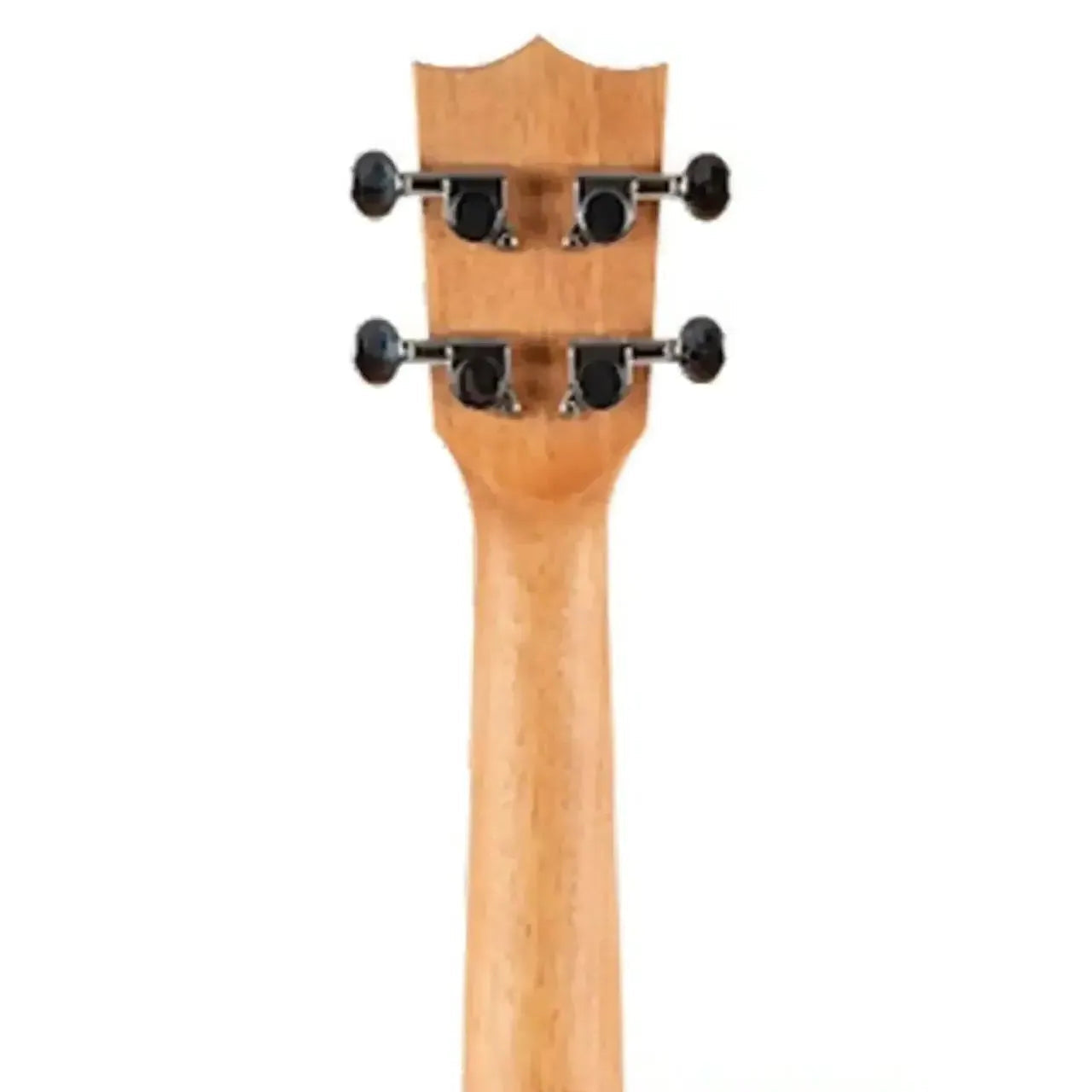 Flight DUC525 EQ Concert Ukulele headstock and neck, showing light wood and black tuning pegs.