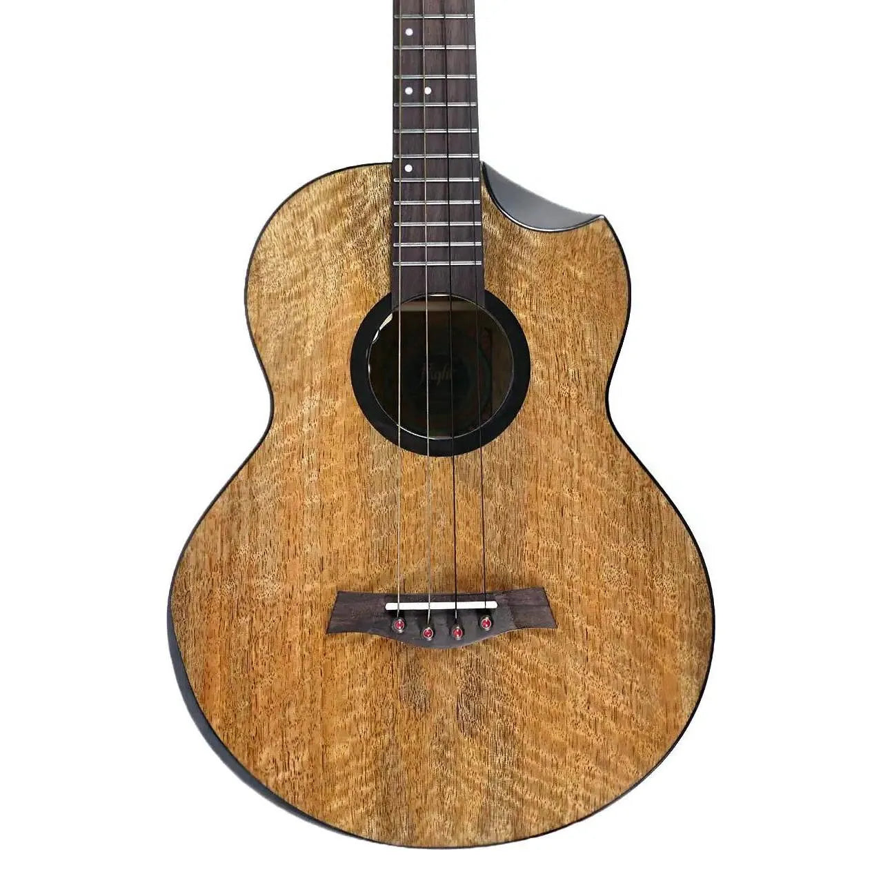 Flight Fireball EQ-A solid mango baritone ukulele with gloss finish, rosewood fretboard, and scalloped cutaway.