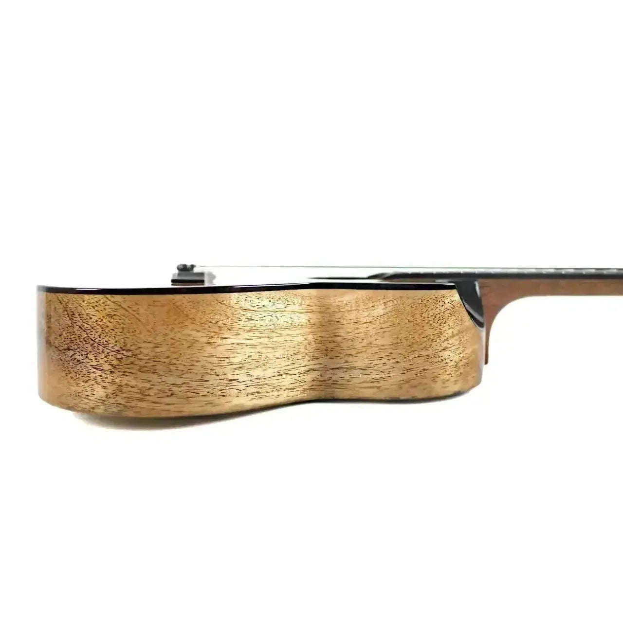 Flight Fireball EQ-A Tenor Ukulele, showing the light brown solid mango wood body with dark binding.