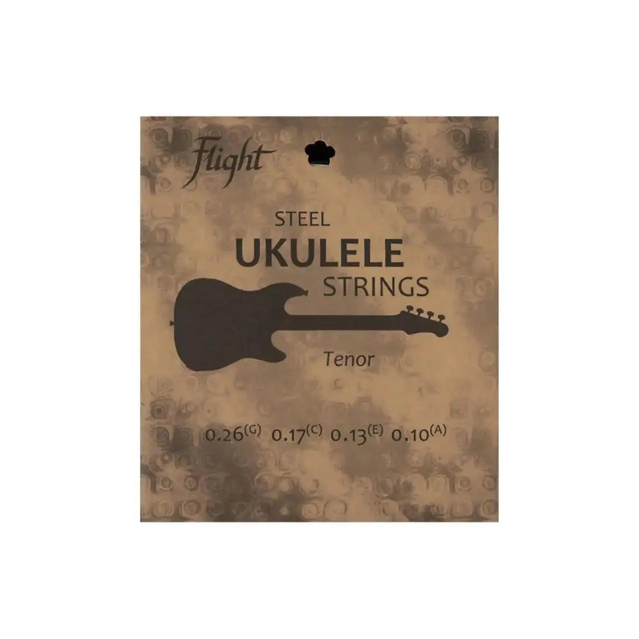 Flight Steel Electric Tenor Ukulele Strings packaging with ukulele silhouette and string gauges.