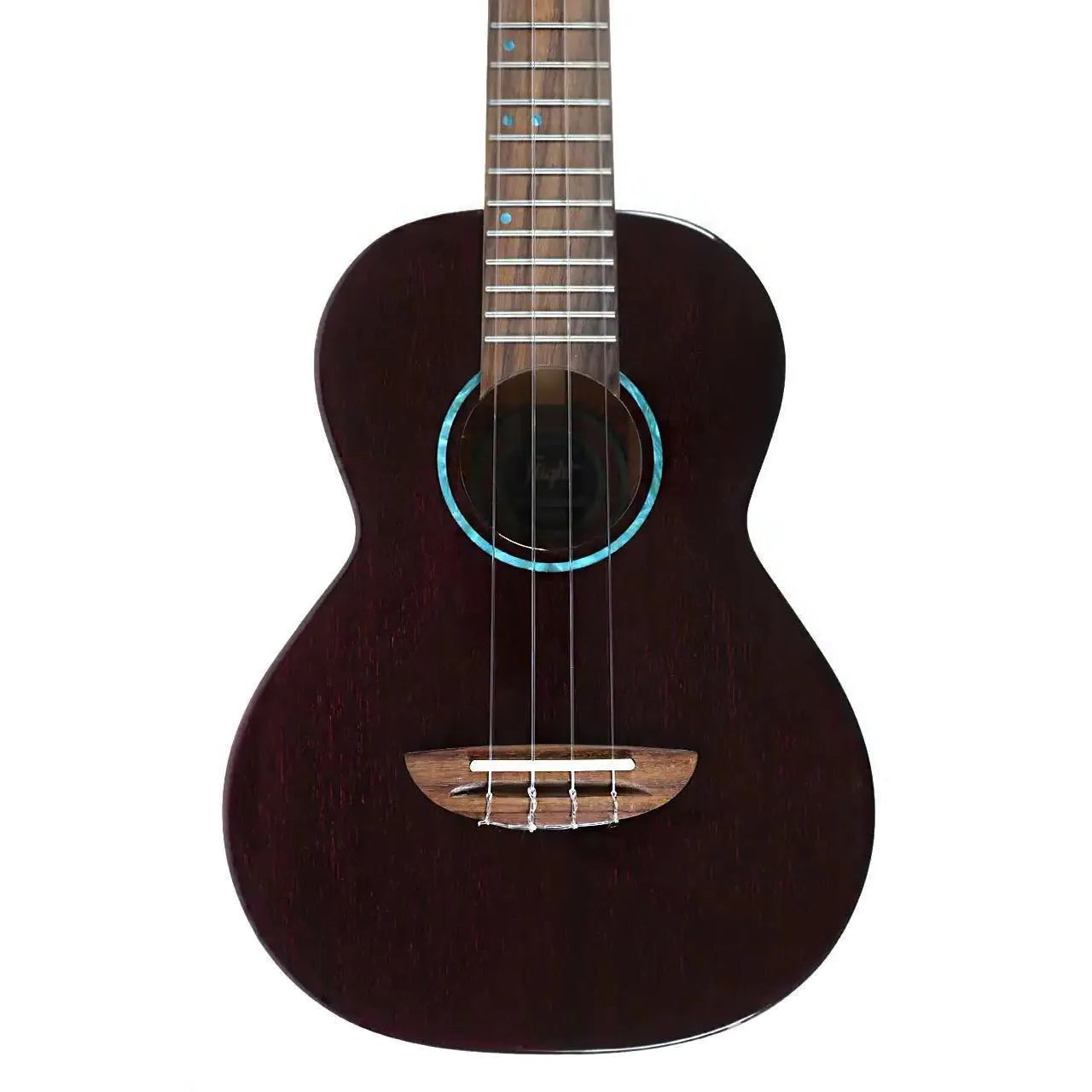 Flight IRIS TINTA TPP Transparent Purple Tenor Ukulele with light wood bridge and turquoise rosette.