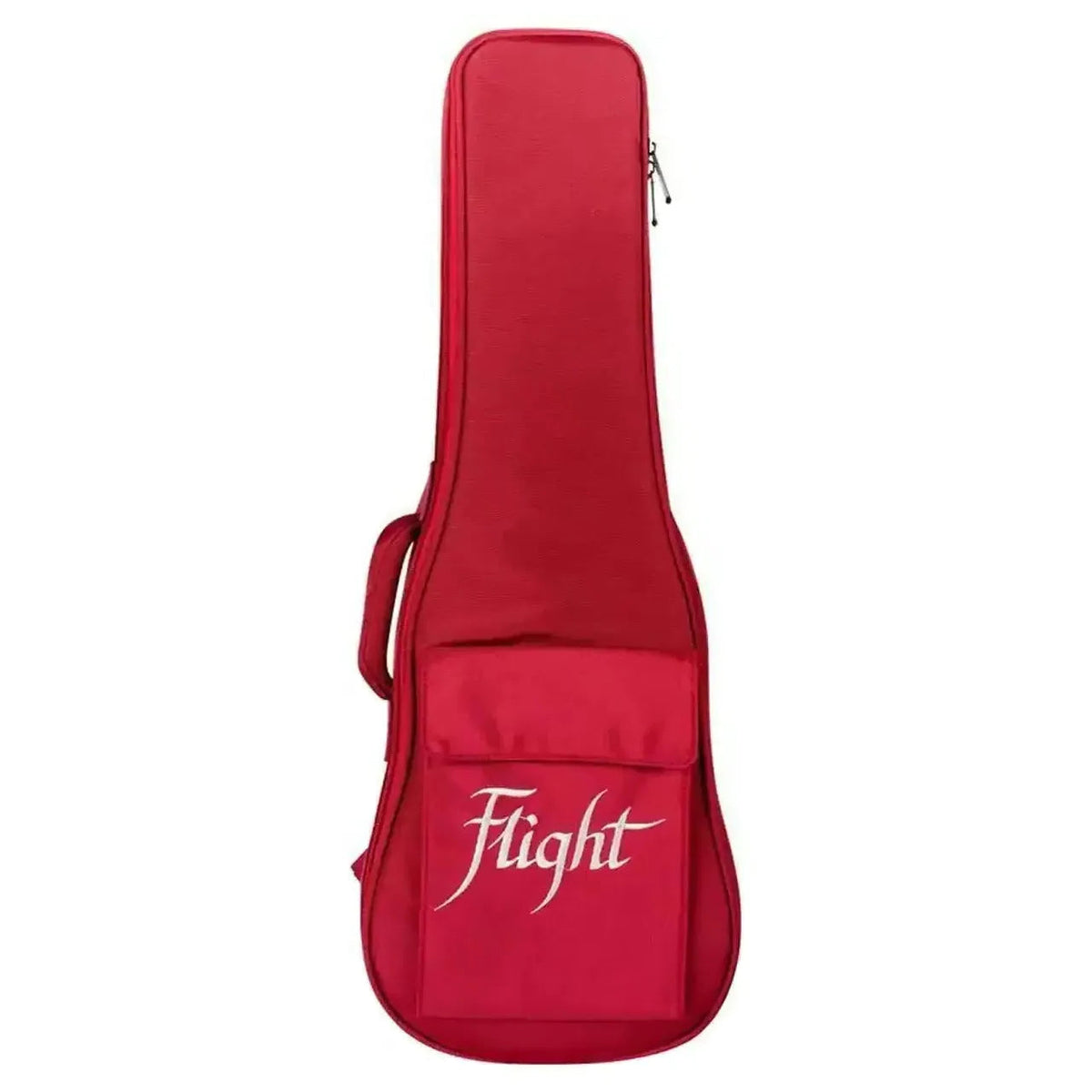 Red Flight ukulele gig bag with white logo and front pocket.