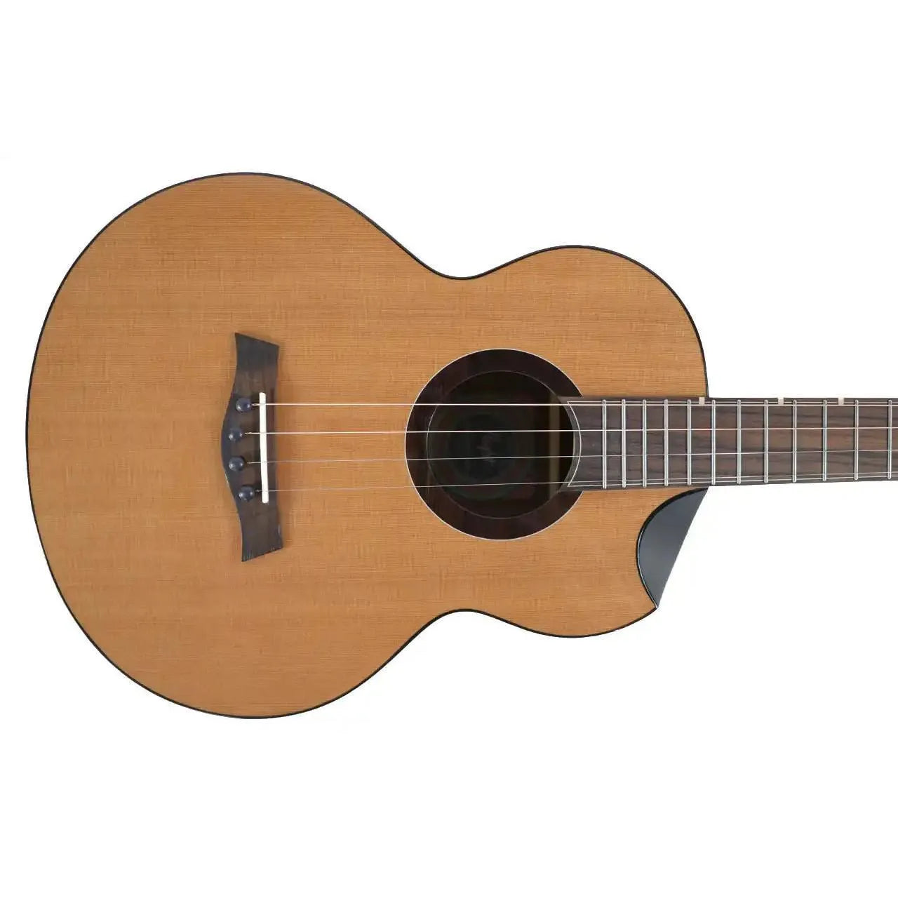 Flight Lily EQ-A Baritone Ukulele with solid cedar top, rosewood bridge, and dark fretboard.