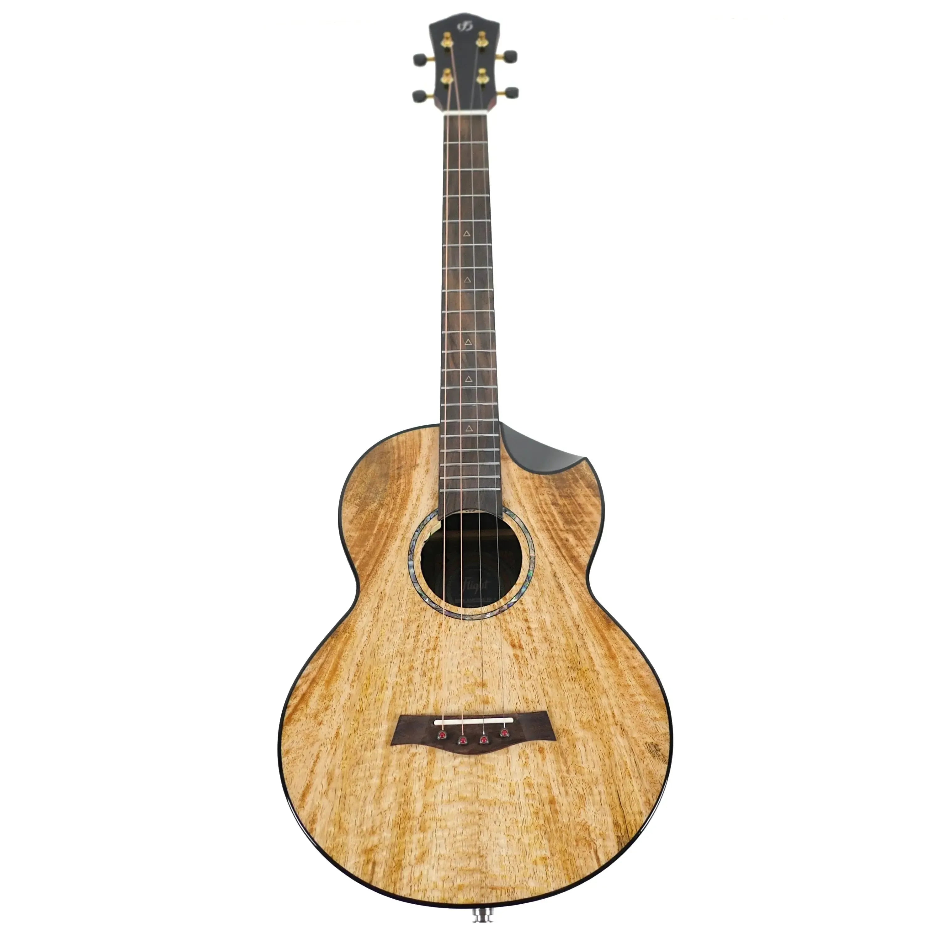 Flight Maia EQ-A Baritone Ukulele with solid mango top, rosewood back/sides, and gloss finish.