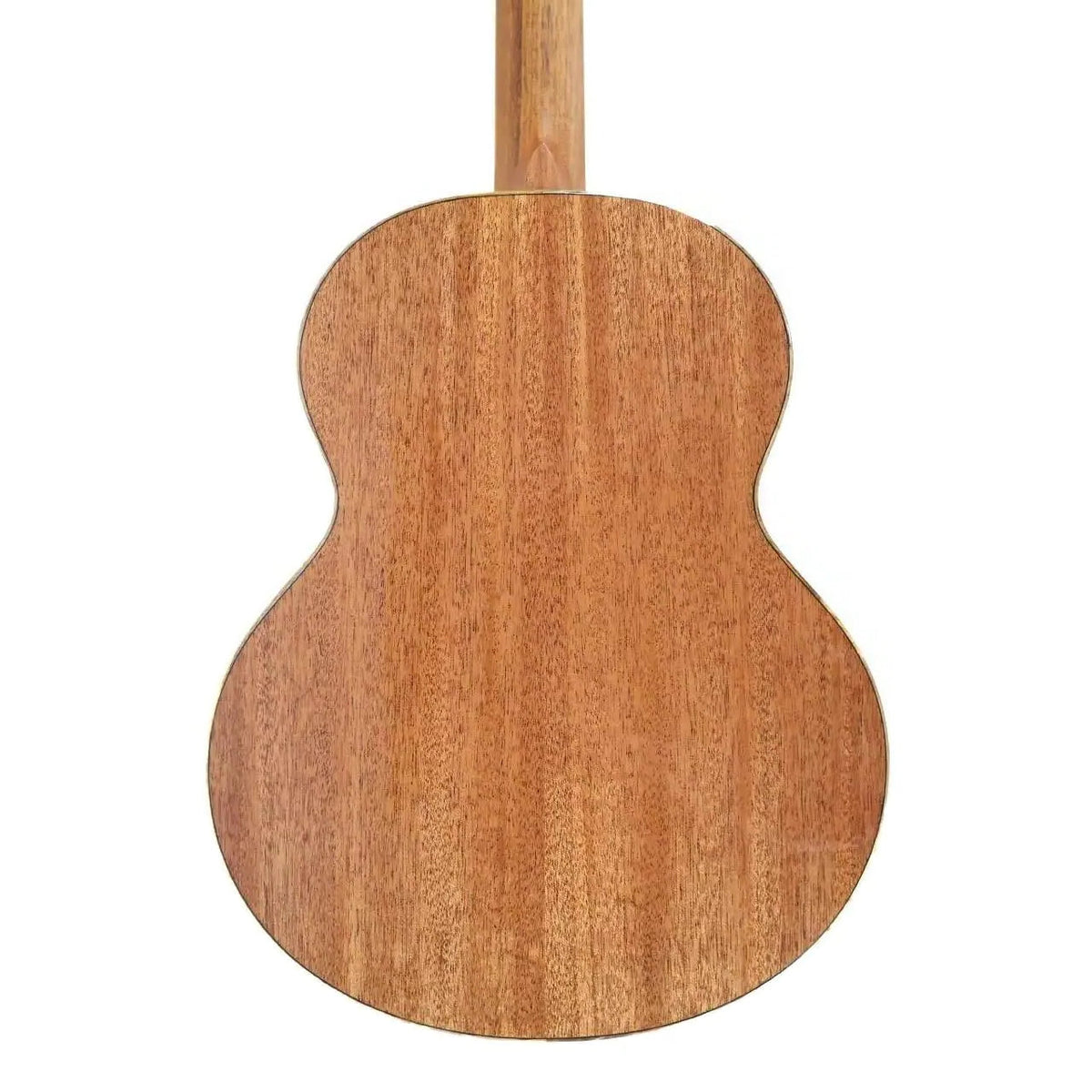 Flight Nora EQ-A Baritone Ukulele back, showing its rich mahogany wood grain and natural finish.