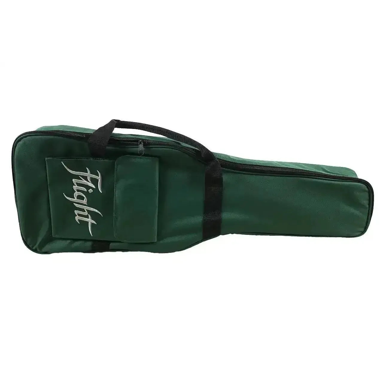 Flight Pathfinder BRG green solid body electric baritone ukulele gig bag with white logo.