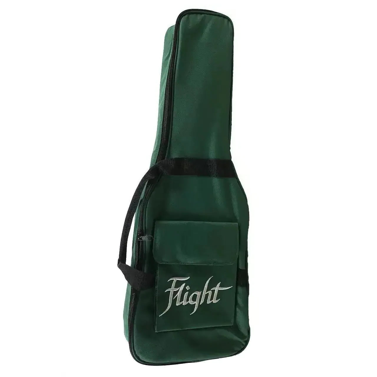 Flight Pathfinder BRG green solid body electric baritone ukulele gig bag with white logo.