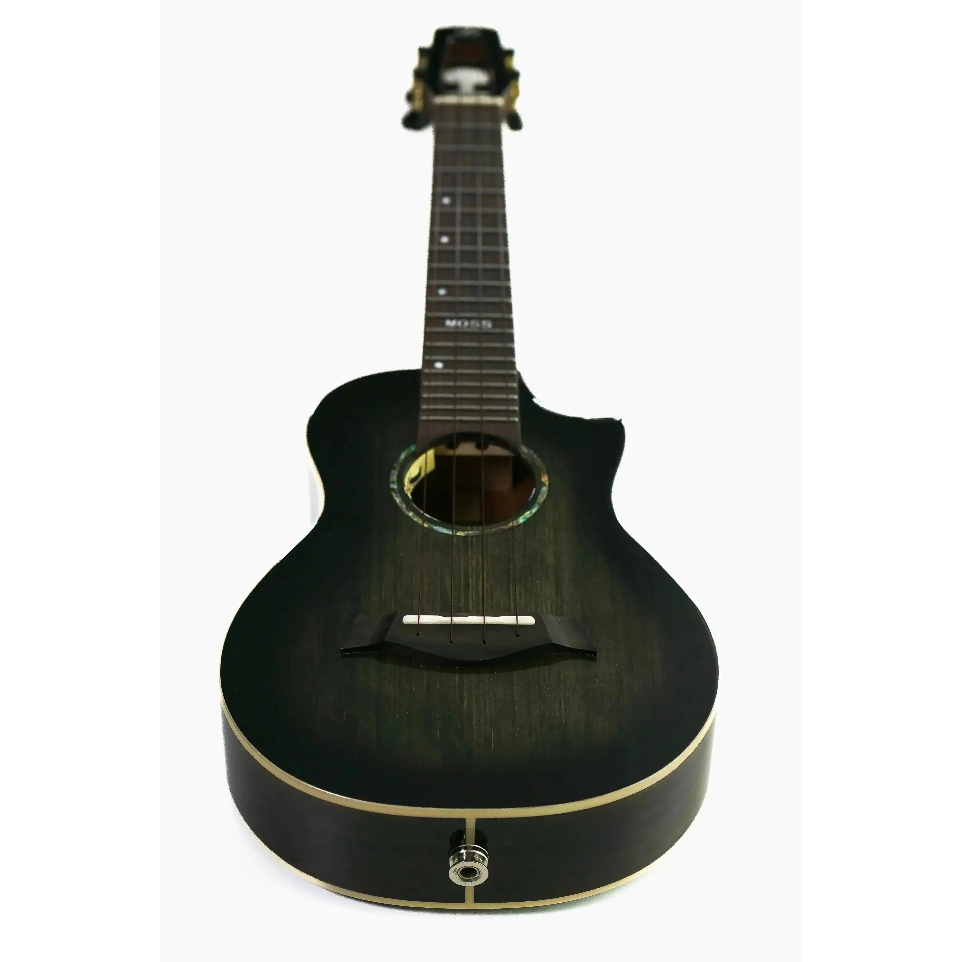 Flight Peter Moss Signature Concert Ukulele, dark wood finish, scalloped cutaway, and EQ-A jack.