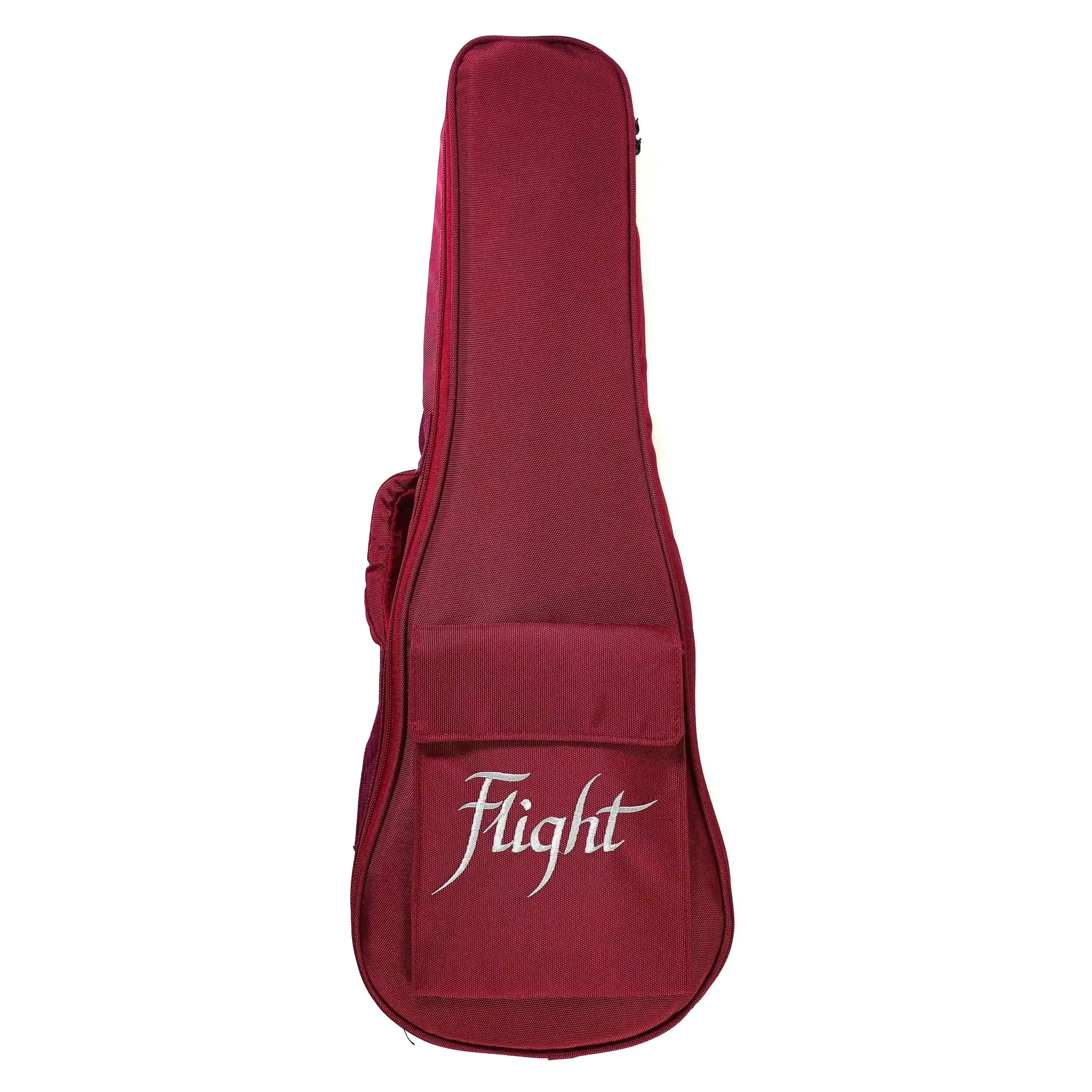 Flight Sophia CE Soundwave Electro-Acoustic Concert Ukulele's red padded gig bag with white logo.