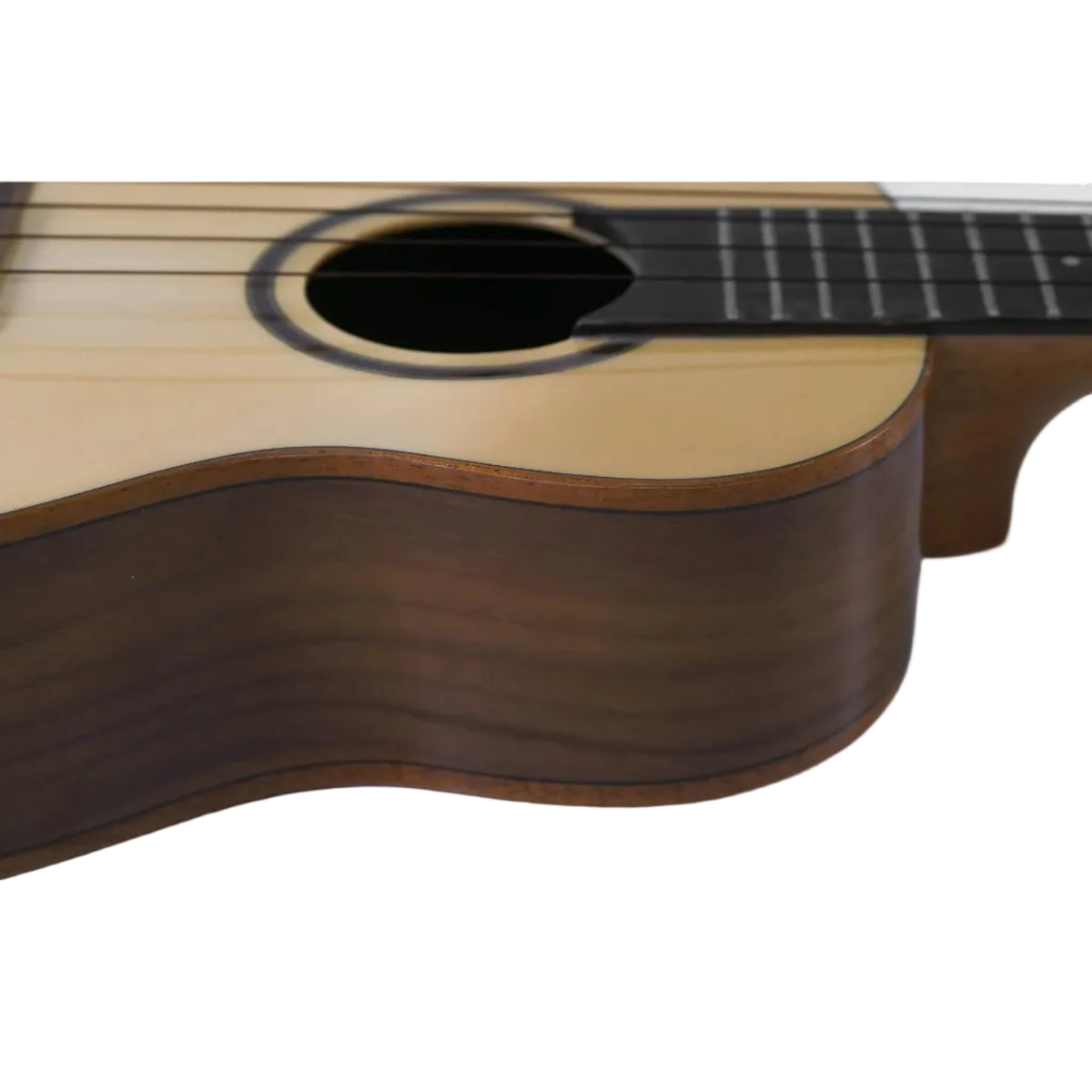 Flight Sophia TE Soundwave Tenor Ukulele with light spruce top and dark walnut laminate back and sides.
