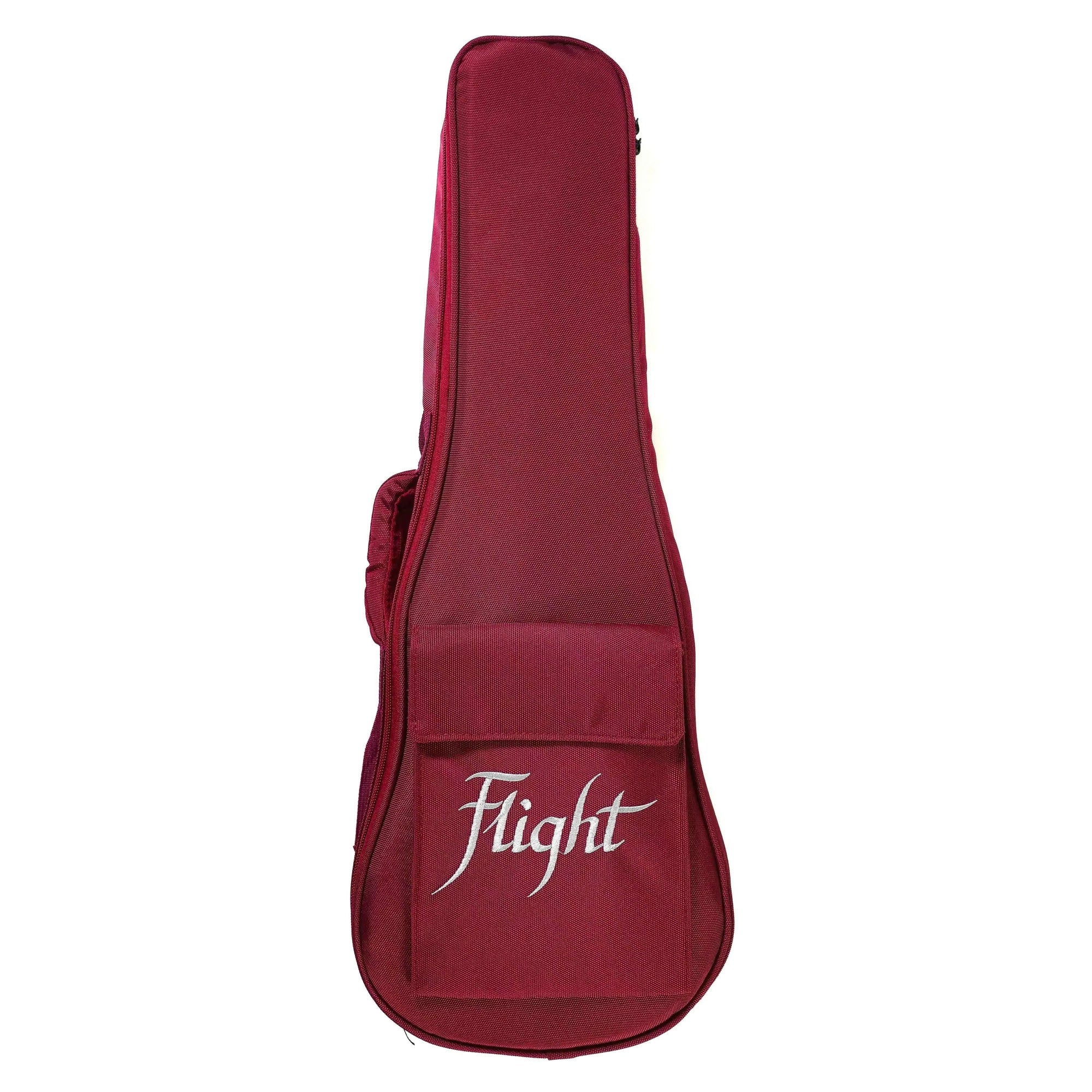 Flight Sophia TE Soundwave Tenor Ukulele deluxe gig bag in deep red with white "Flight" logo.