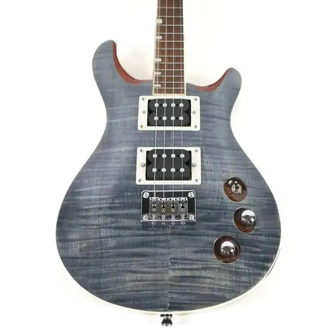 Flight Vanguard TBK Transparent Black Electric Tenor Ukulele with flamed maple top, dual humbuckers.