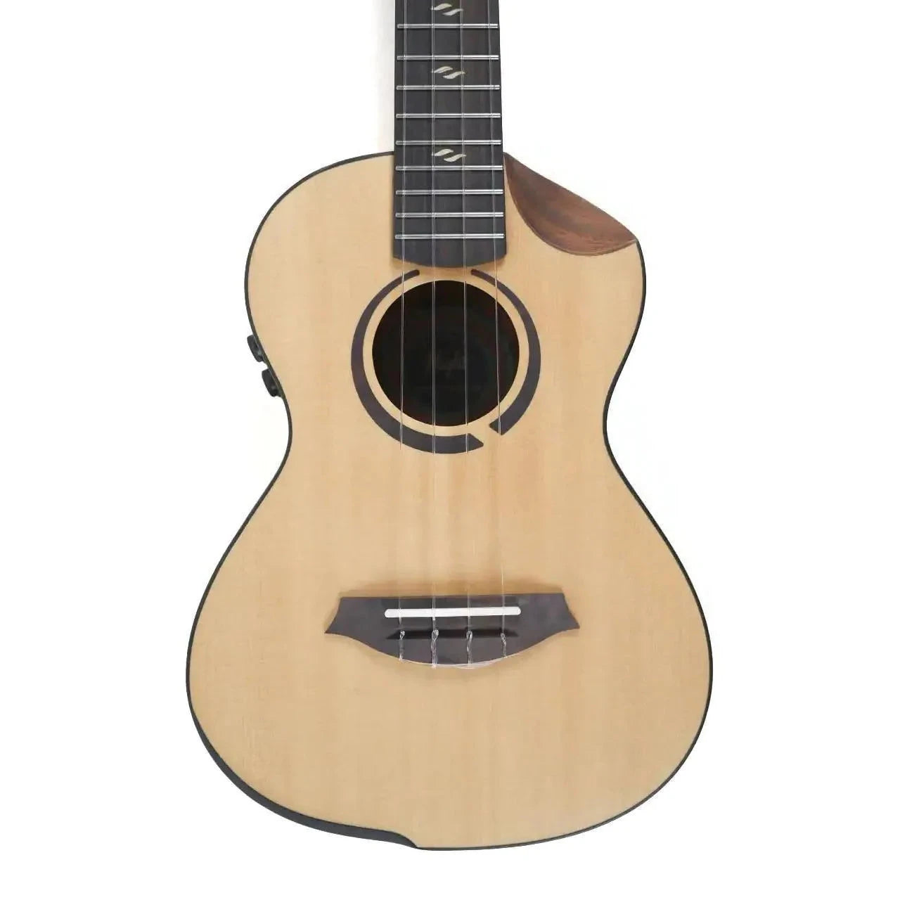 Flight Victoria Soundwave Tenor Ukulele with light Sitka spruce top, ebony bridge, and soundhole detail.