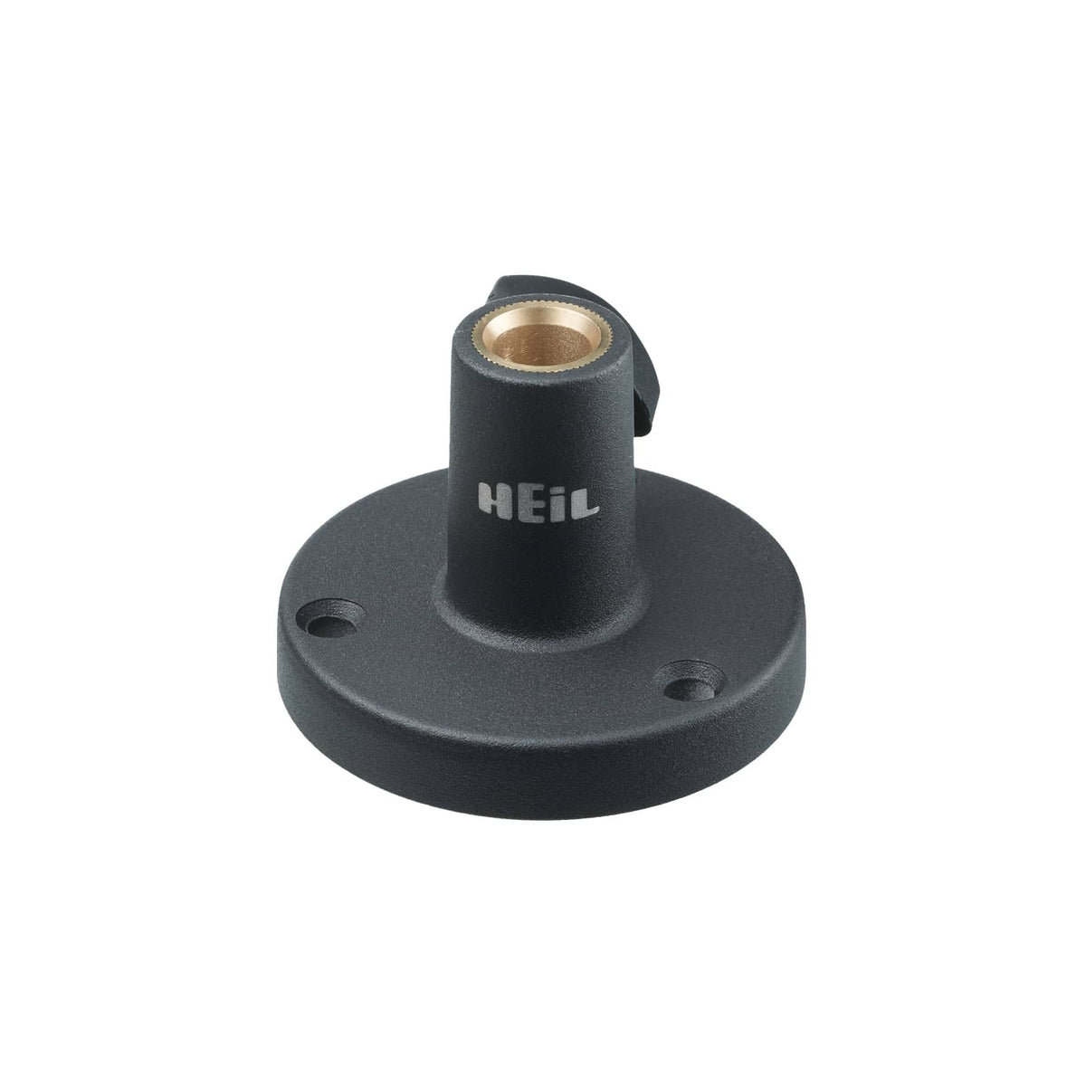 Heil Sound FL-2 black round flange mount with brass insert and lock knob