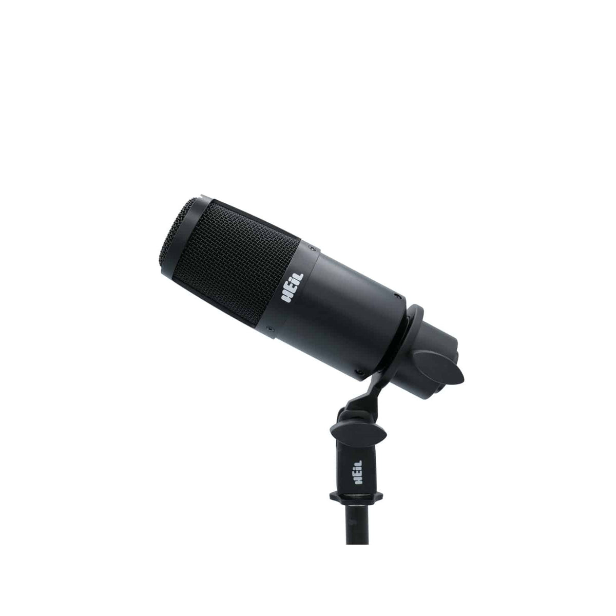 Black Heil Sound PR 30 in its mic clip, side view