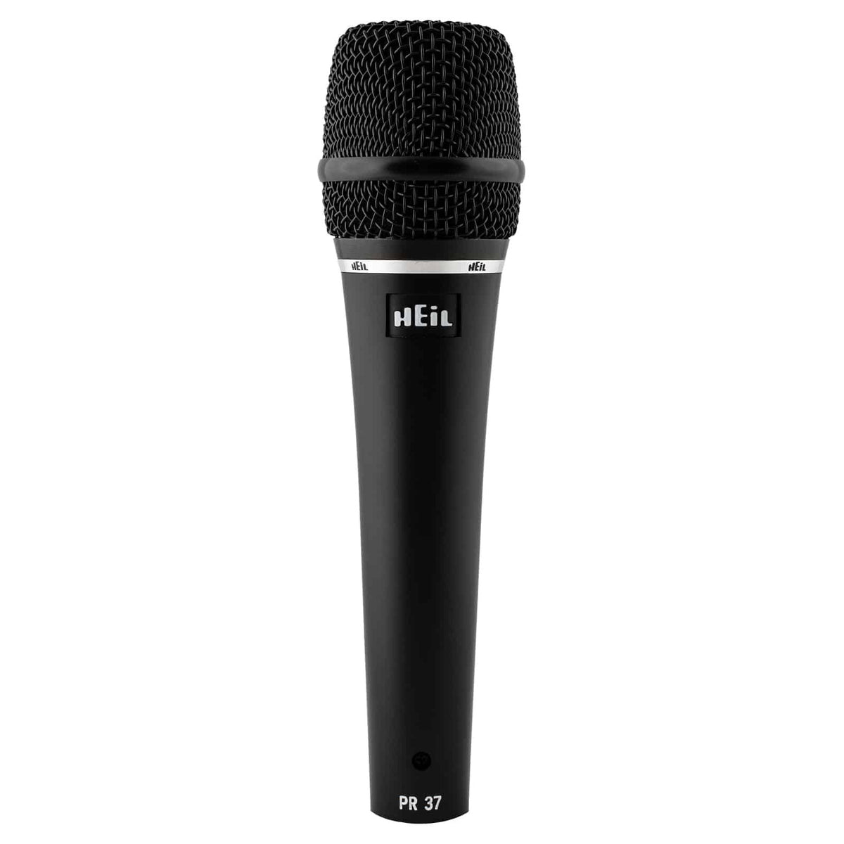 Heil Sound PR 37 black handheld vocal microphone, front view