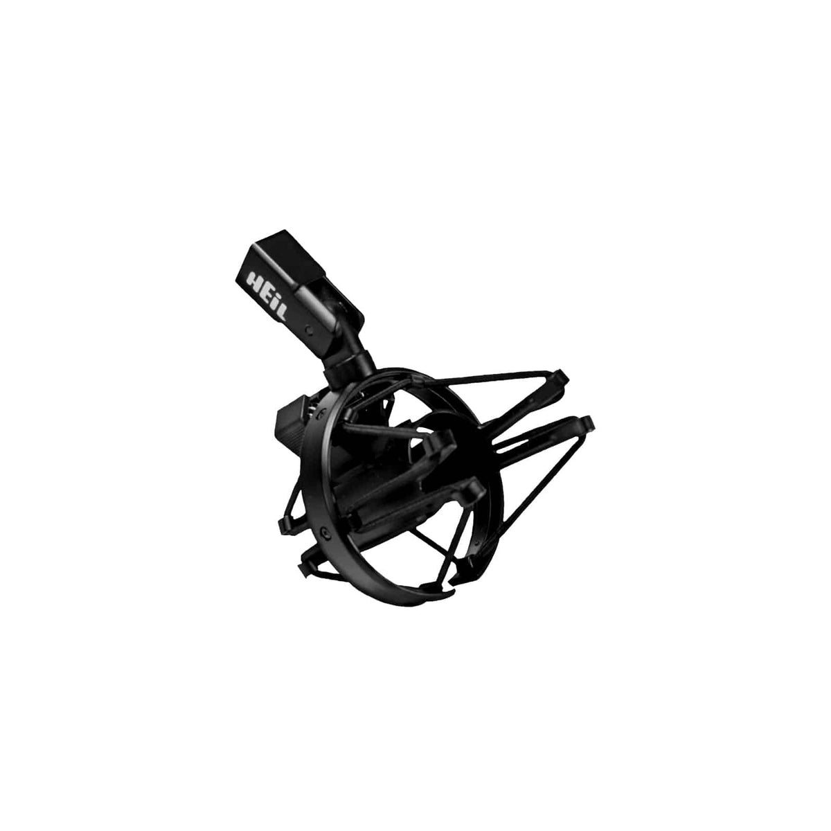 Heil Sound SM-1 black shock mount with elastic suspension and mounting knob, angled view