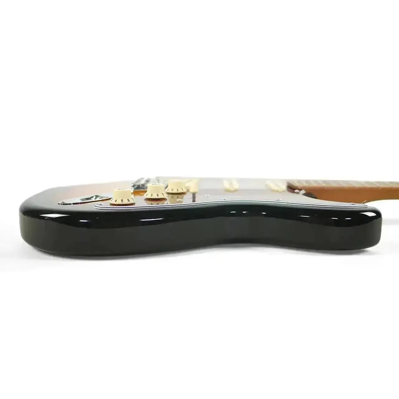 Jet JS-300-SB Sunburst Stratocaster electric guitar body with black edge and cream knobs.