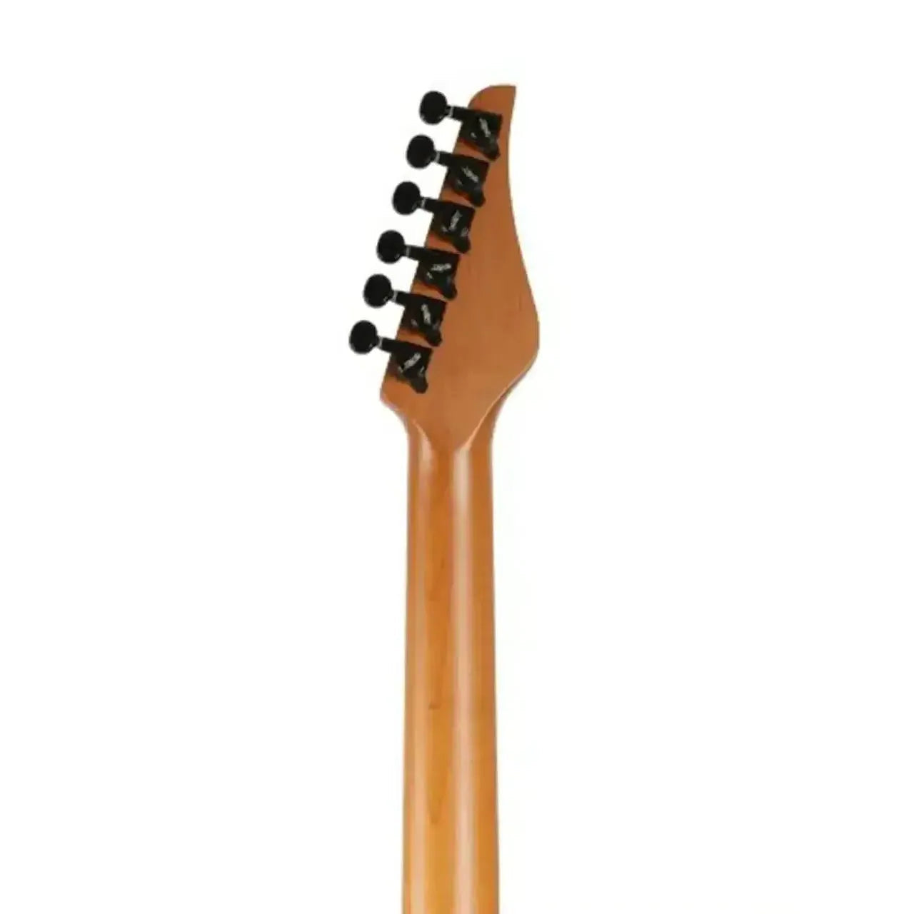 Jet JS-450 TGR R electric guitar's roasted maple neck and headstock with black locking tuners.