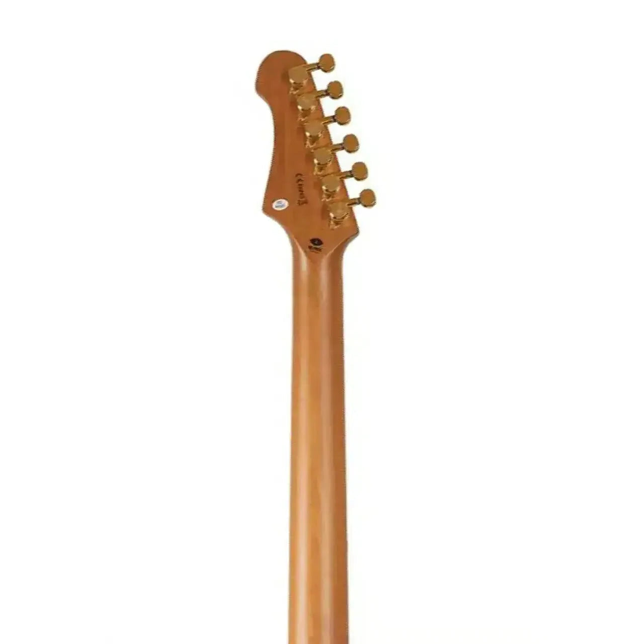 Back of Jet JS-480 electric guitar neck and headstock with gold tuners.