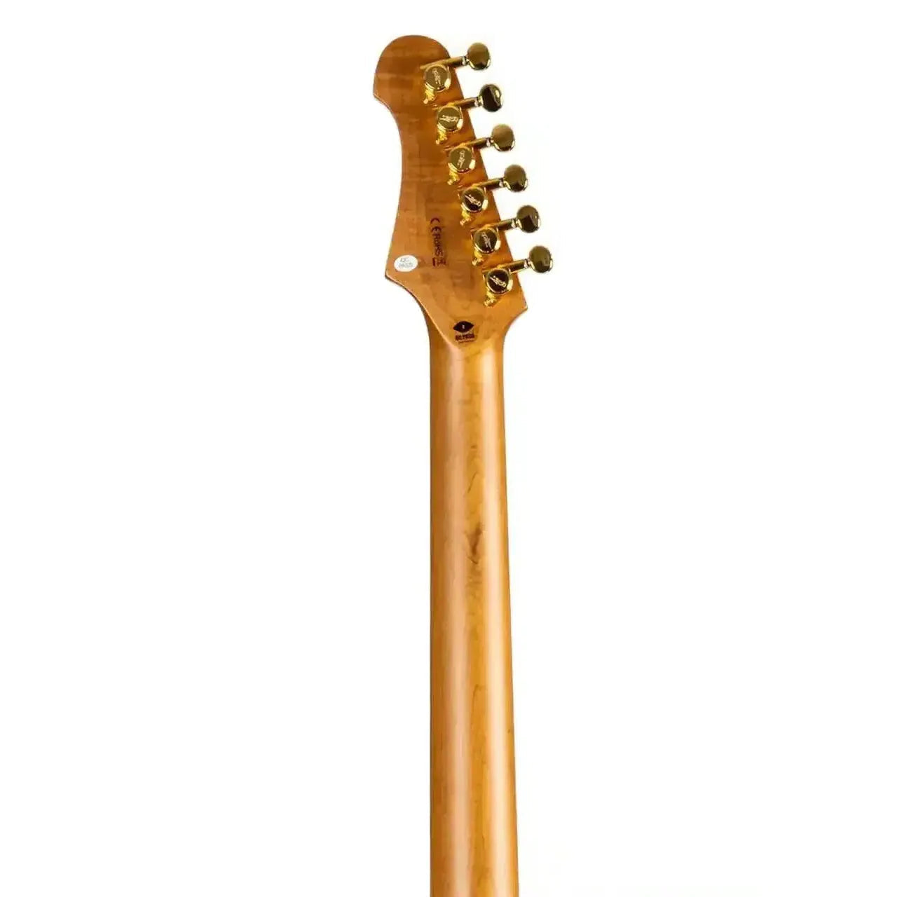 Jet JS-480 WR G electric guitar neck and headstock with gold locking tuners.