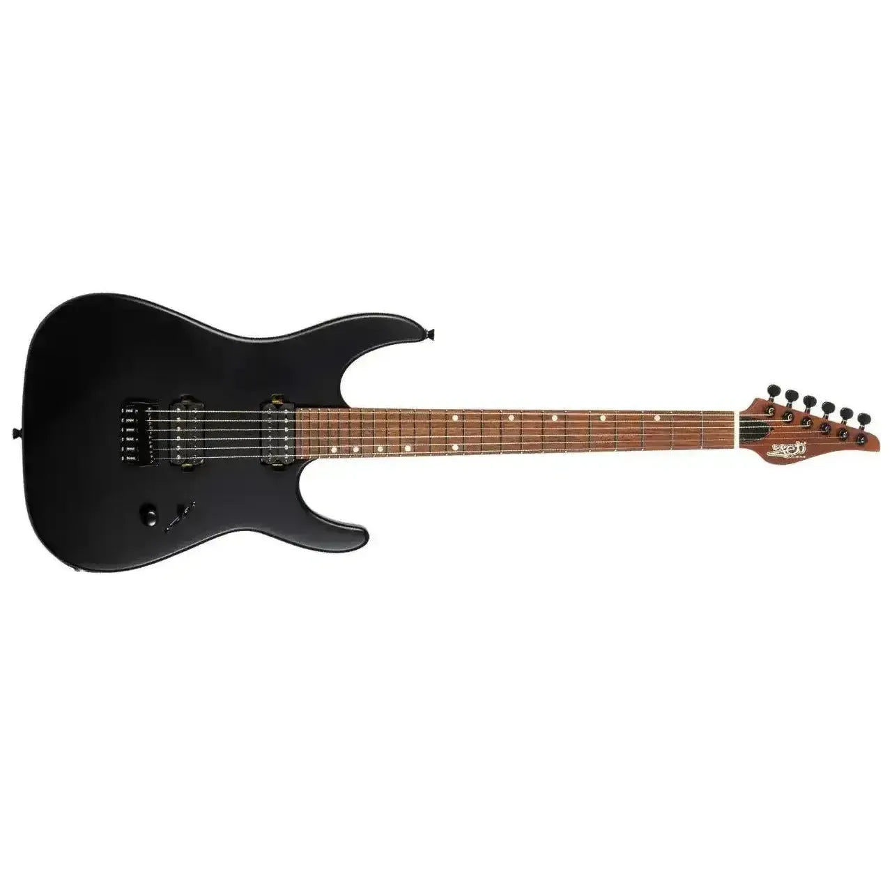 Jet JS-507 STYGIAN satin black solid body electric guitar with rosewood fretboard.