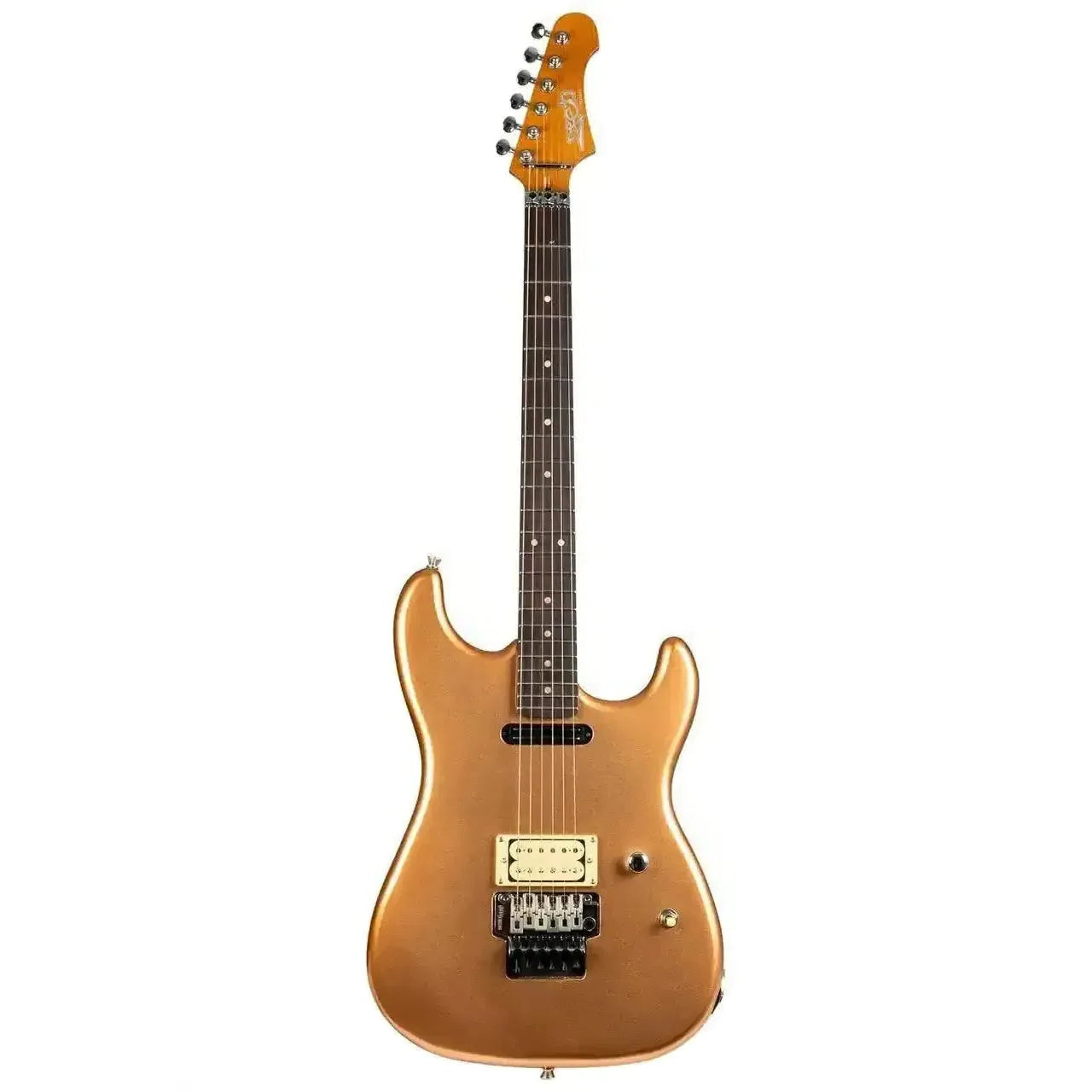 Jet JS-700 CPR HS Stratocaster electric guitar with a gloss copper solid body and roasted maple neck.