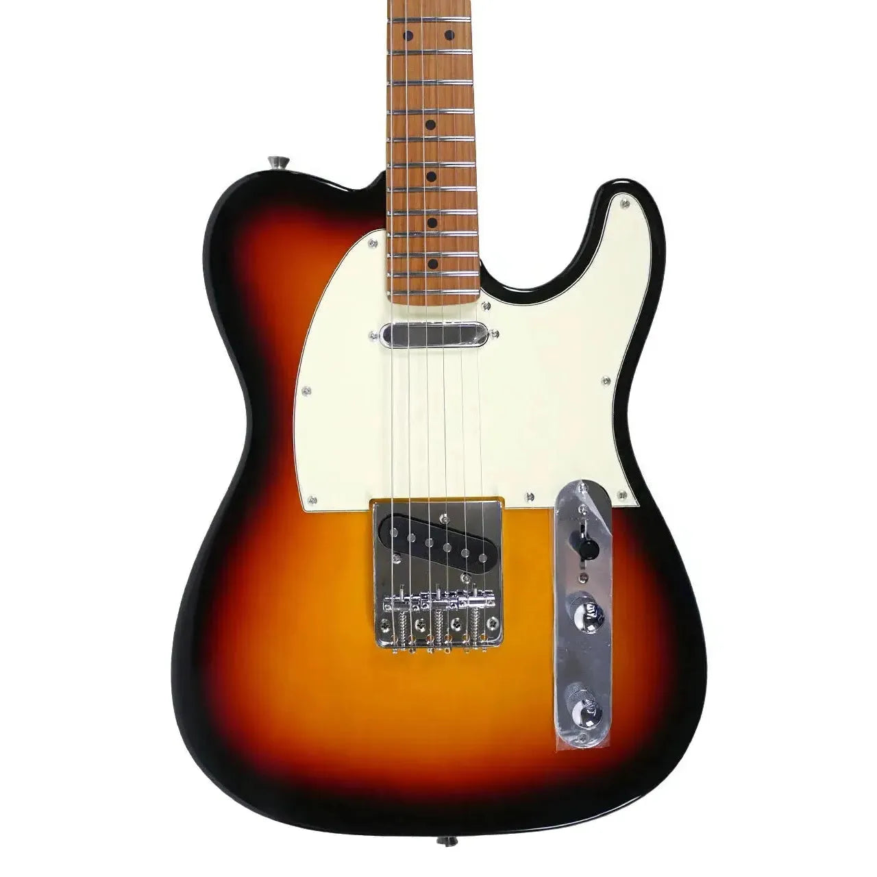 Jet JT-300 SB Telecaster electric guitar with sunburst gloss finish, white pickguard, and roasted maple neck.