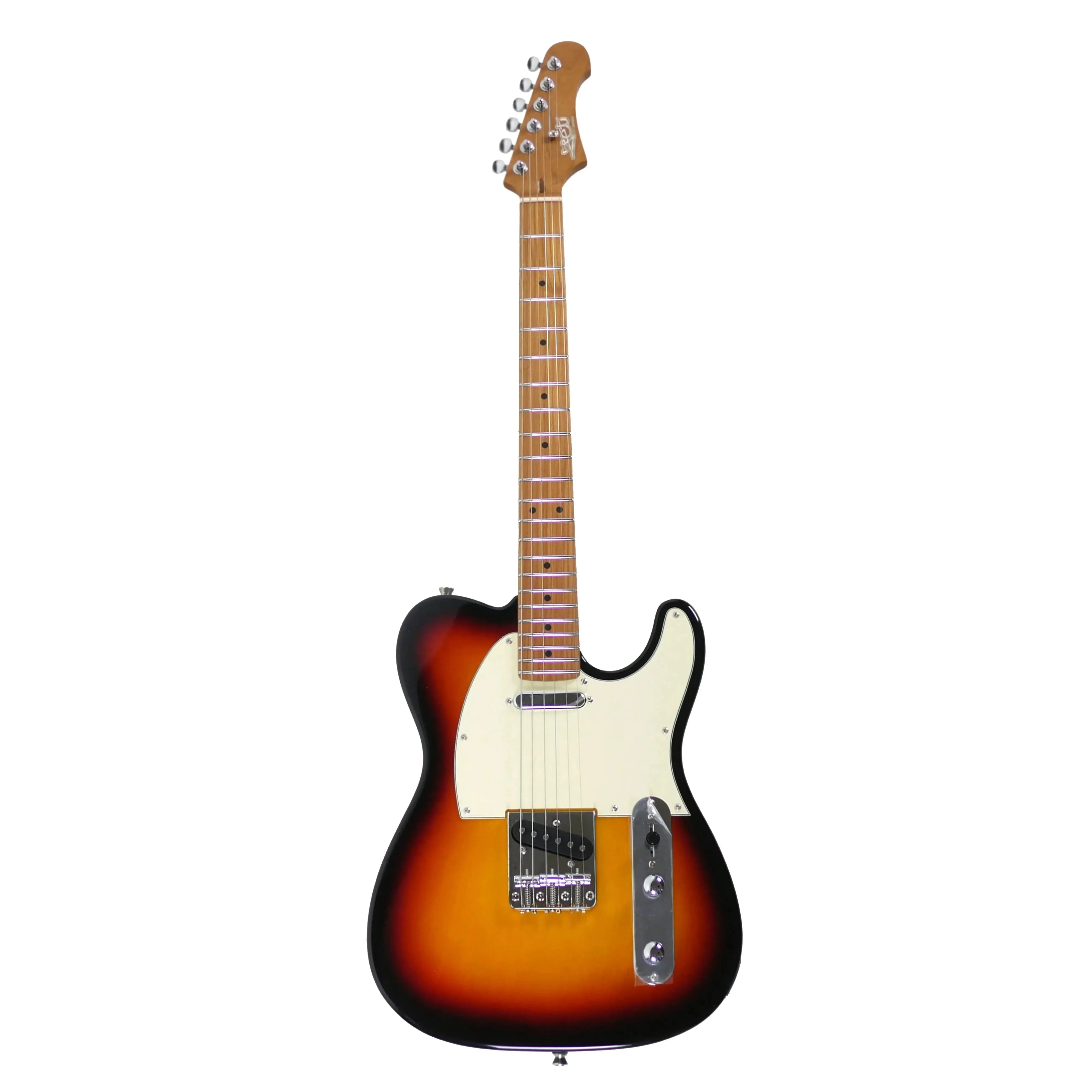 Jet JT-300 SB Sunburst Telecaster electric guitar with a gloss finish, maple neck, and white pickguard.