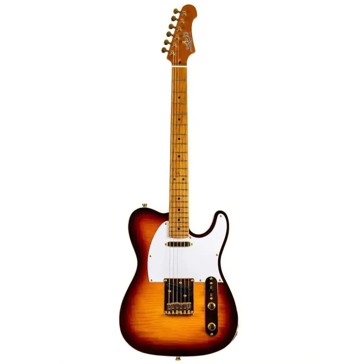 Jet JT-600 BS G Telecaster electric guitar with tobacco burst finish, white pickguard, and gold hardware.