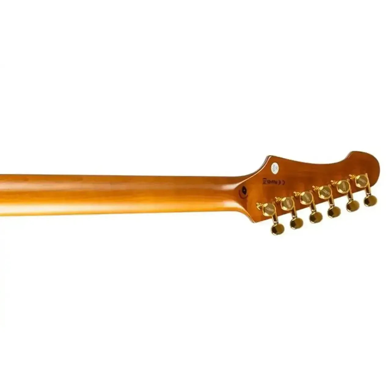 Jet JT-600 BS G Telecaster electric guitar neck and headstock with gold tuners.