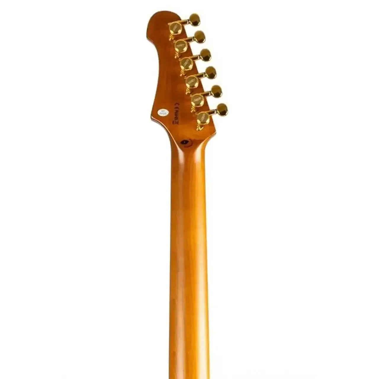 Jet JT-600 BS G Telecaster electric guitar neck and headstock with gold tuners.